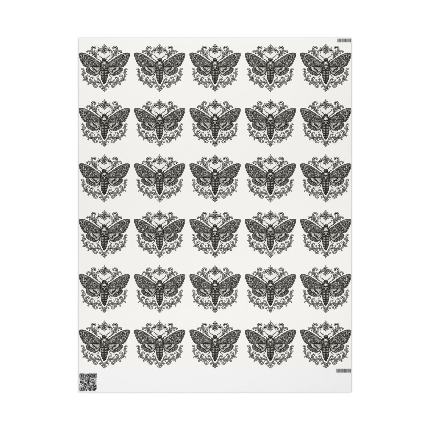 Gothic Death Moth Alt Wrapping Paper, Birds of Valhalla, Home Decor, Printify