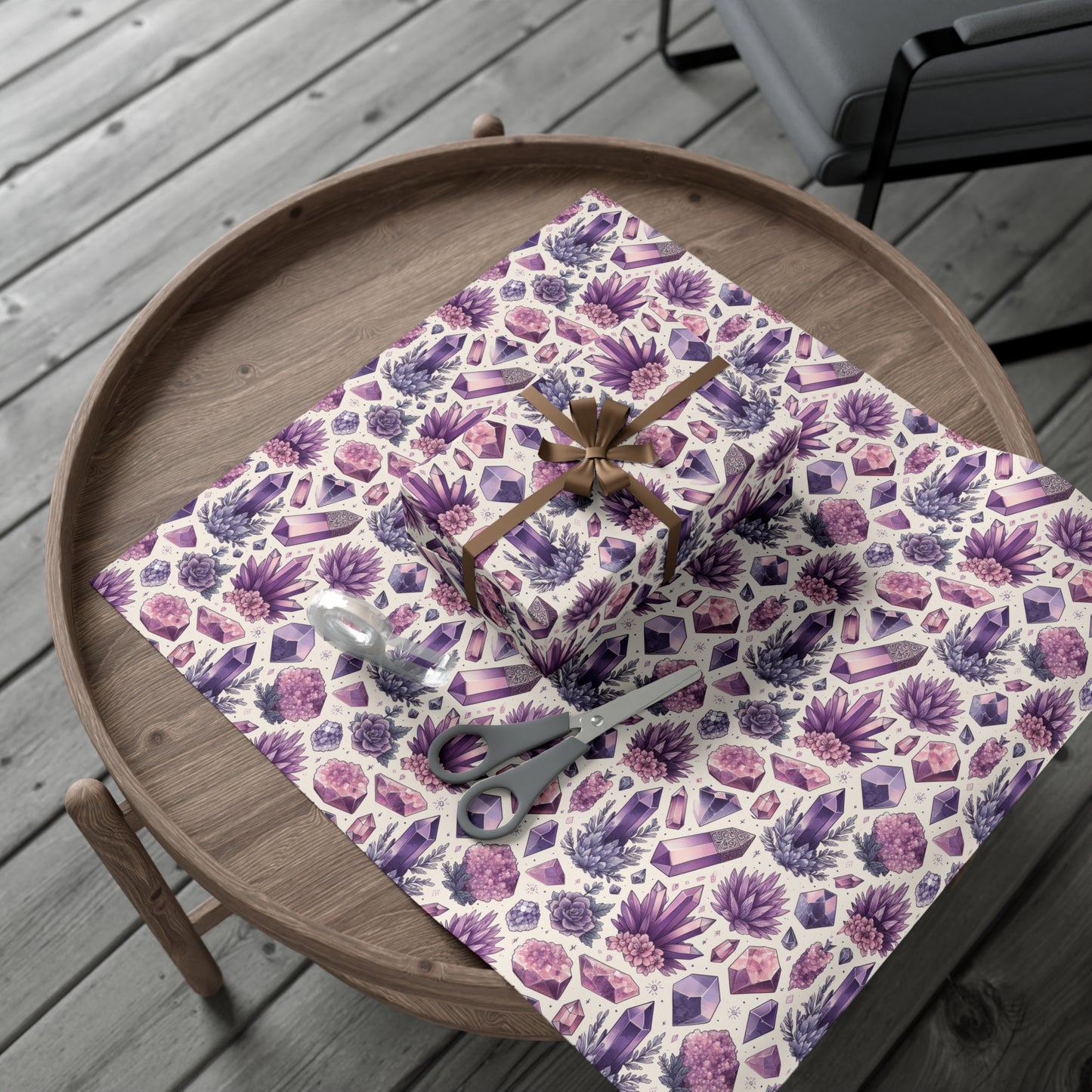 Amethyst Crystal Gift Wrap Papers, Birds of Valhalla, Home Decor, Printify