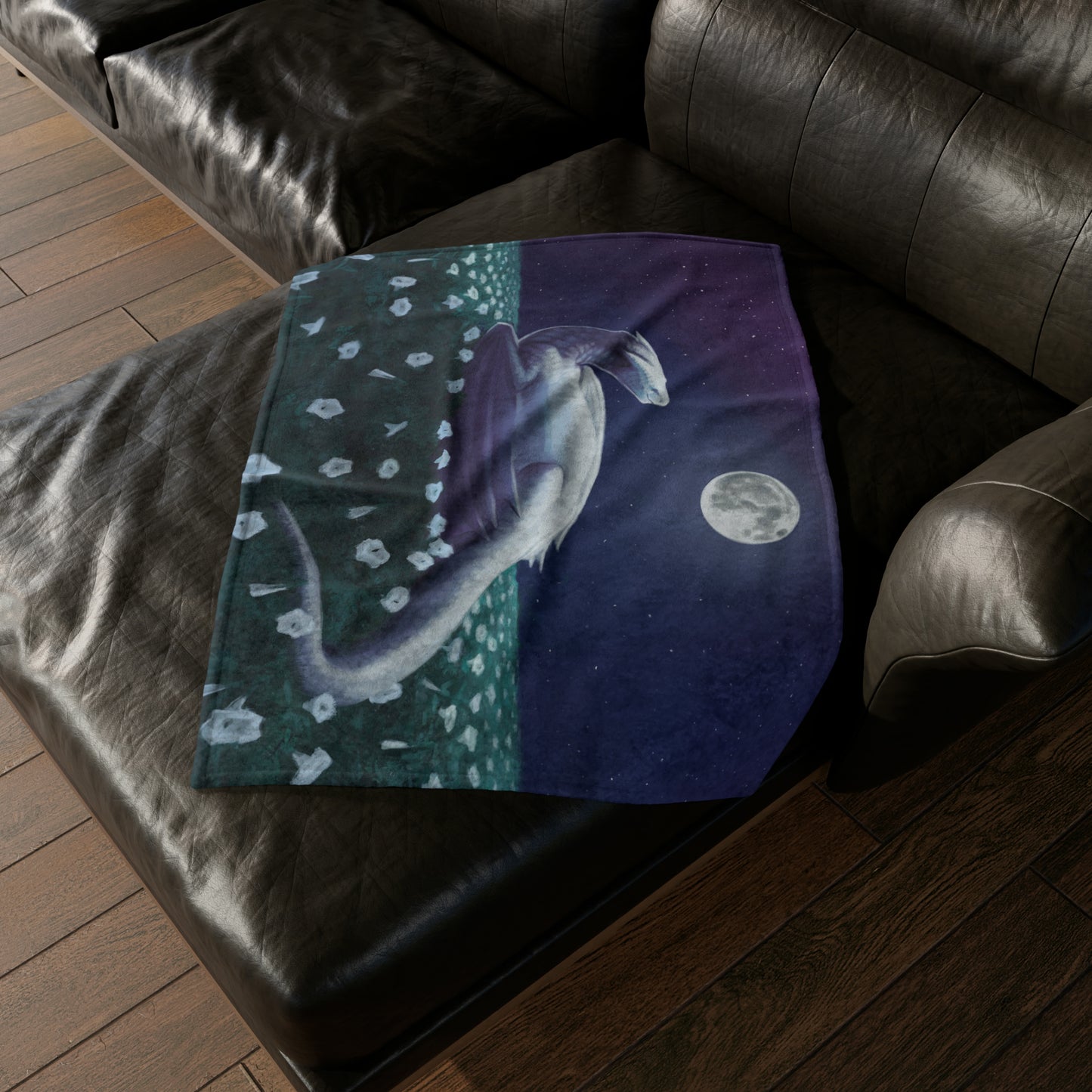 Dragons Blood Moonflower Nectar Soft Polyester Blanket, Birds of Valhalla, Home Decor, Printify