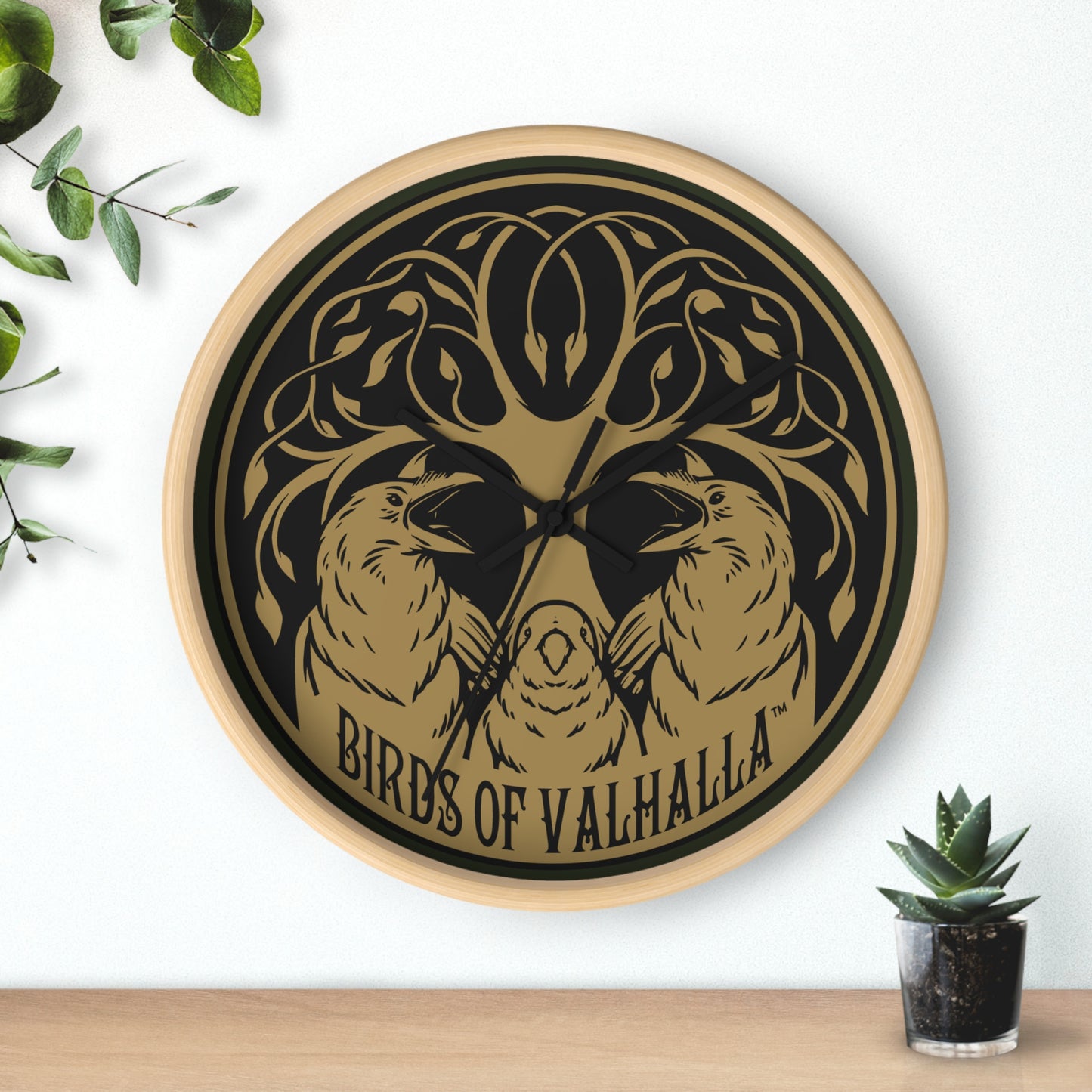 Birds of Valhalla Wall Clock, Birds of Valhalla, Home Decor, Printify