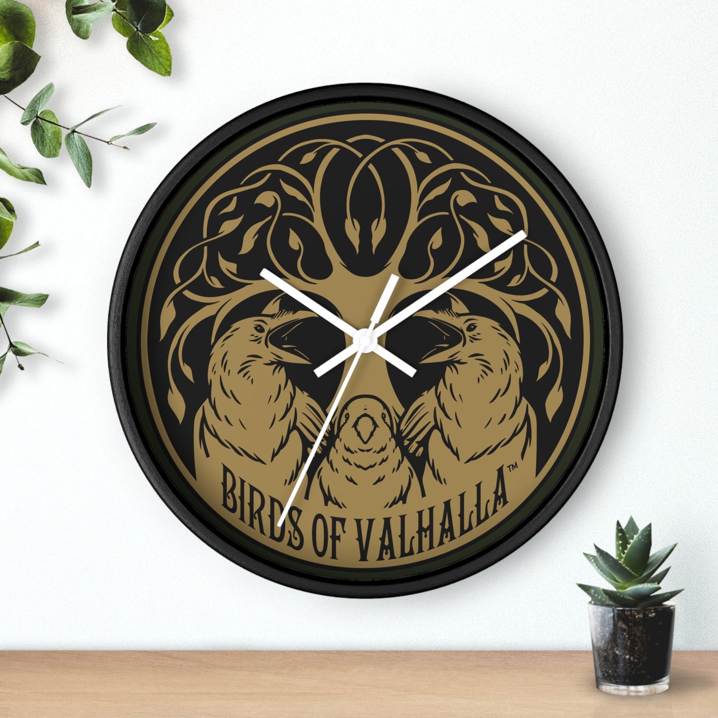 Birds of Valhalla Wall Clock, Birds of Valhalla, Home Decor, Printify