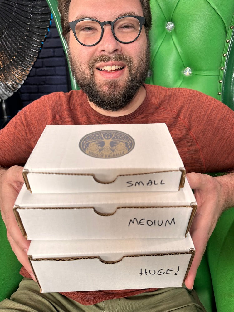 A box full of randomly selected products from Birds of Valhalla!, Birds of Valhalla, LIVE, Birds of Valhalla