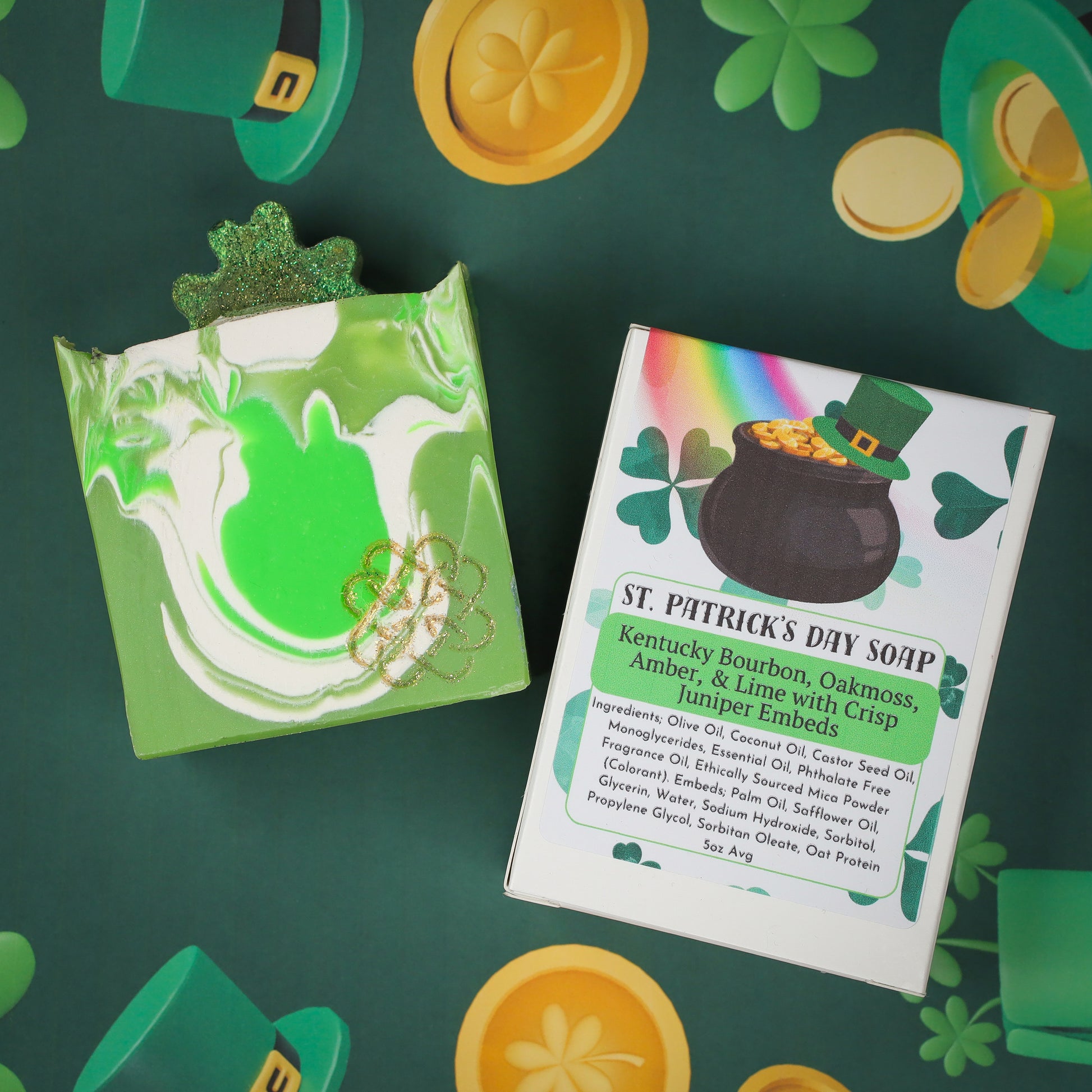 St. Patrick's Day Soap- Kentucky Bourbon, Oakmoss, Amber, and Lime, Birds of Valhalla, Bar Soap, Birds of Valhalla