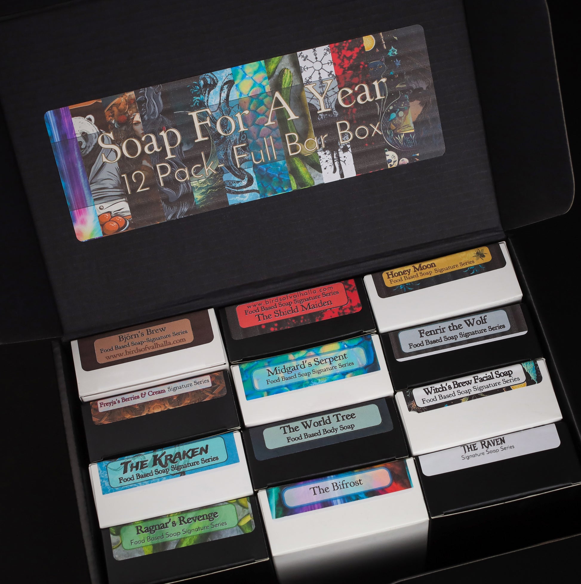 Soap For A Year - 8 or 12 Pack Full Bar Box, Birds of Valhalla, Variety Pack, Birds of Valhalla