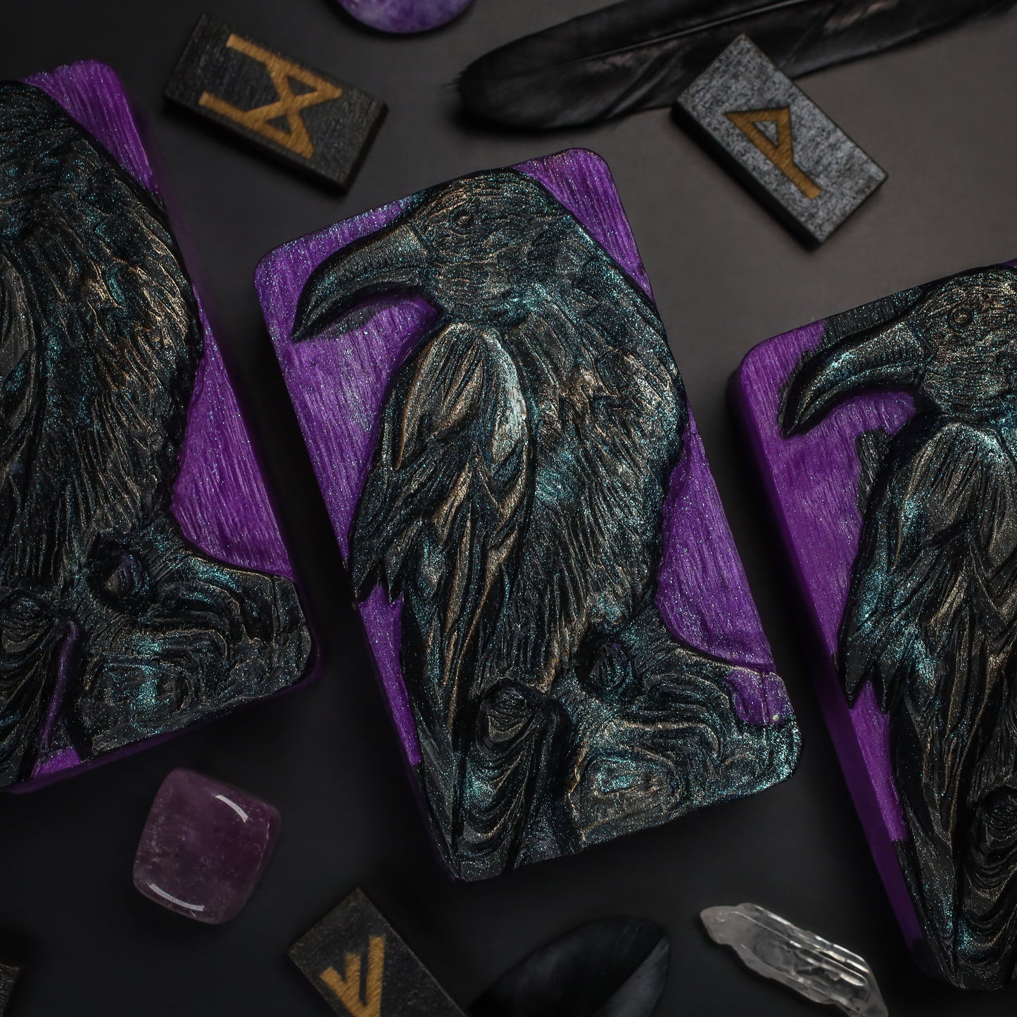 Hidden Stone Raven Hand Soap, Birds of Valhalla, Shaped Soap, Birds of Valhalla