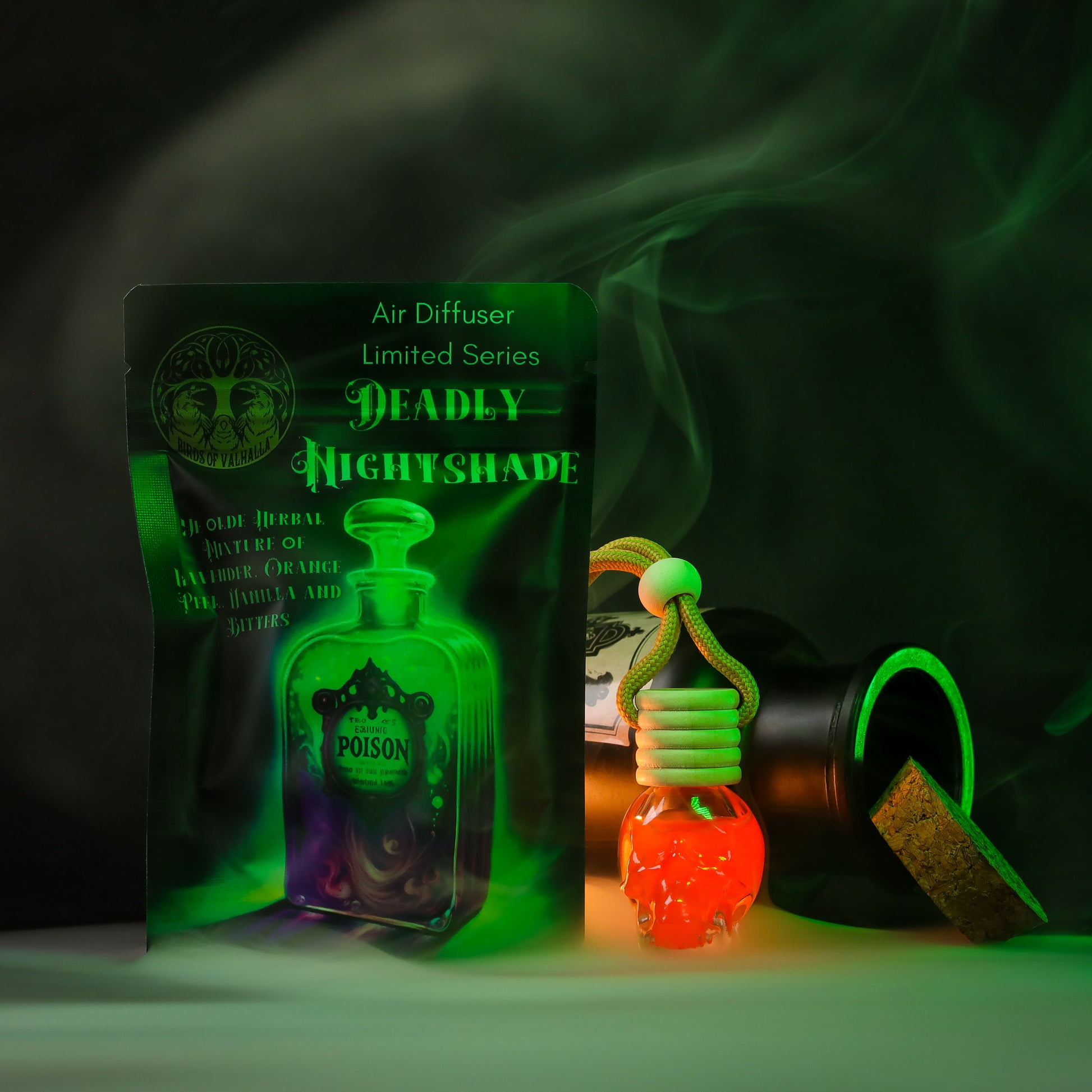 Glass Skull Car Air Freshener Diffusers, Birds of Valhalla, Vehicle Air Fresheners, Birds of Valhalla