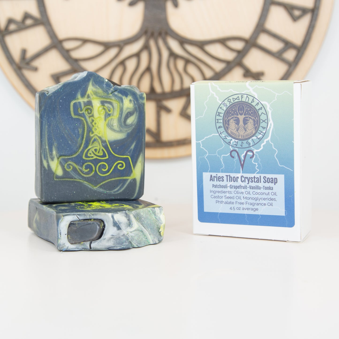 Norsestrology: Aries-Thor Crystal Soap, Birds of Valhalla, Astrology Soap, Birds of Valhalla