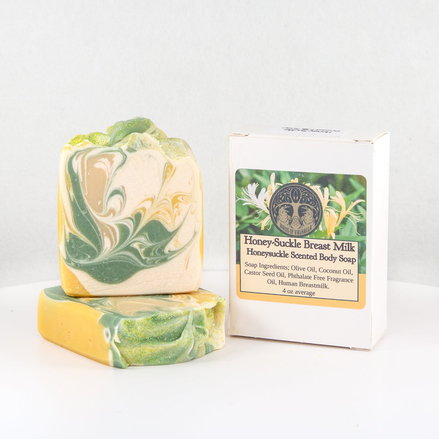 Honey-Suckle Breastmilk Soap in Heavenly Honeysuckle, Birds of Valhalla, Breastmilk Soap, Birds of Valhalla