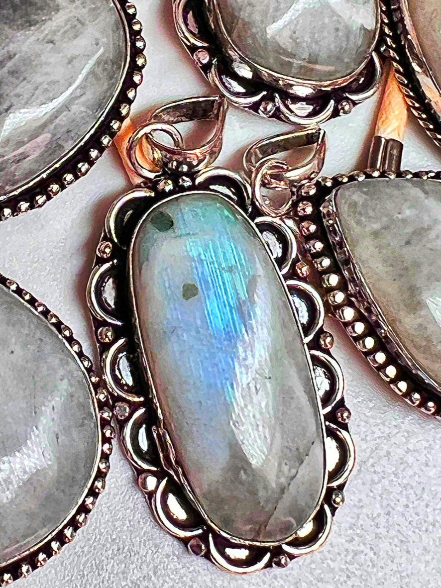 Gemini - Astrology Pendant Rainbow Moonstone, Birds of Valhalla, Astrology Pendant, Birds of Valhalla