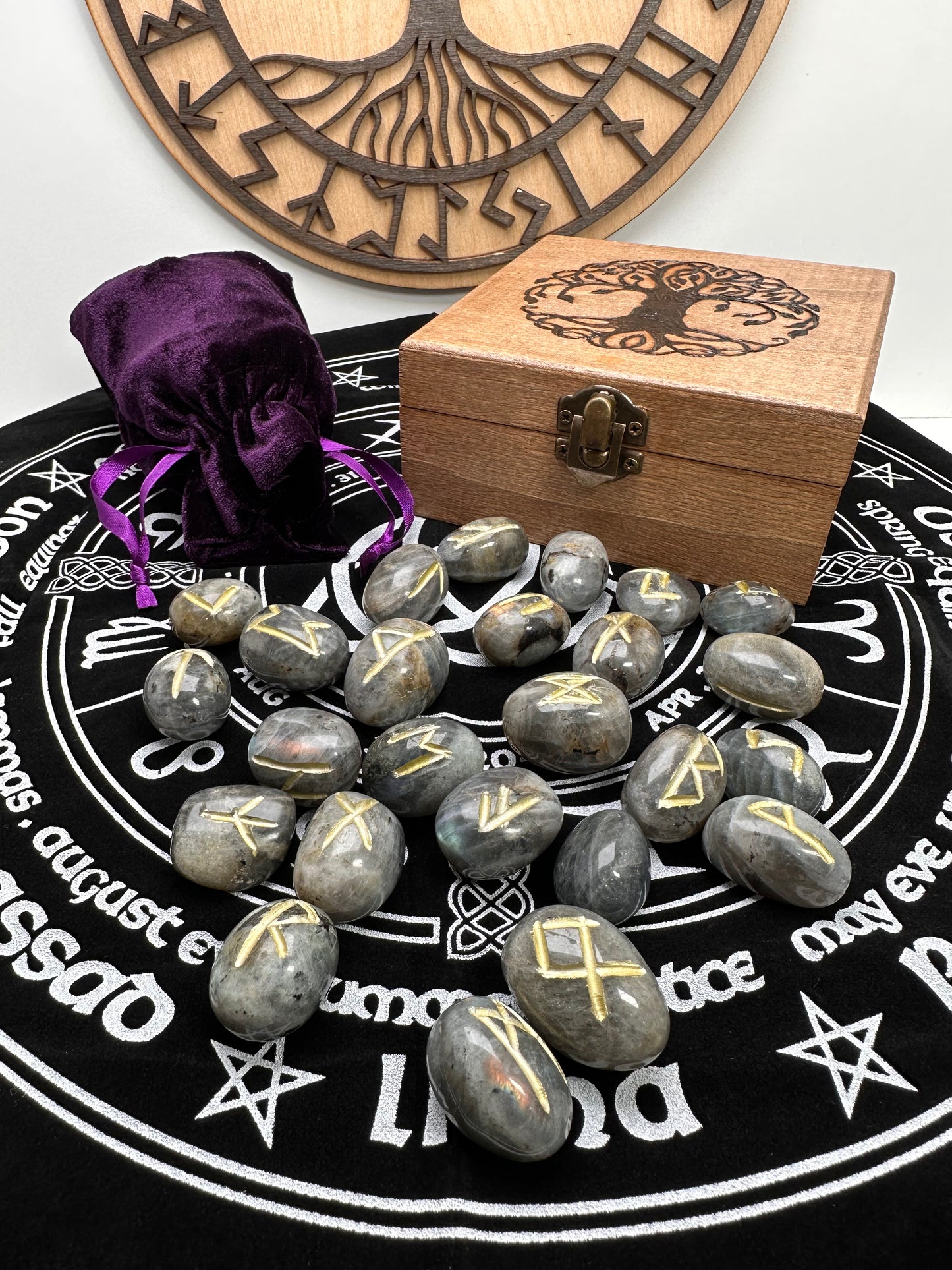 Premium Labradorite Runes, Birds of Valhalla, , Birds of Valhalla