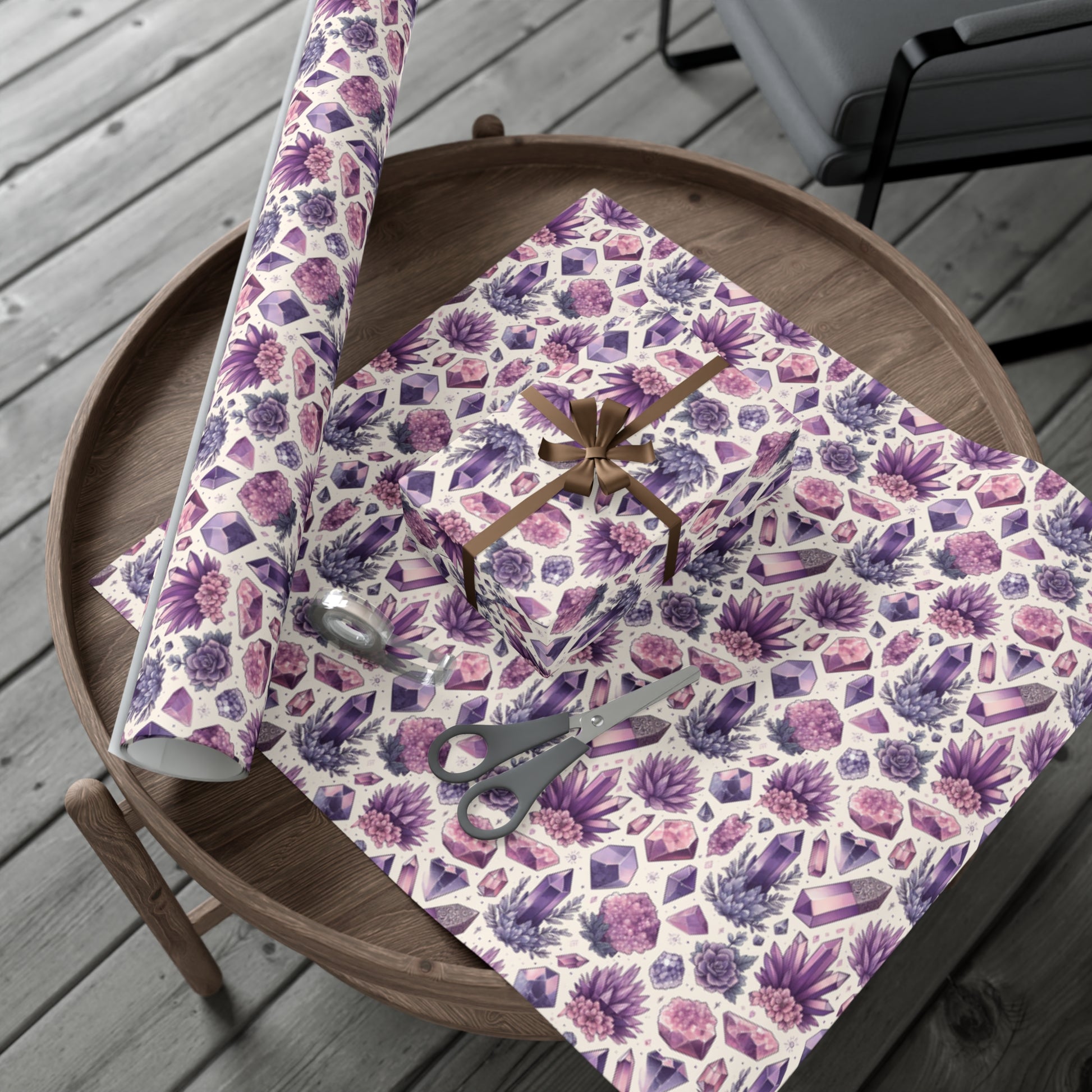 Amethyst Crystal Gift Wrap Papers, Birds of Valhalla, Home Decor, Printify