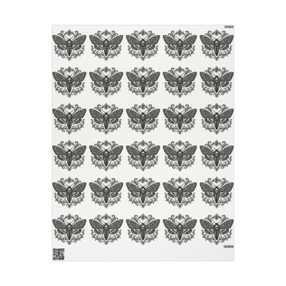 Gothic Death Moth Alt Wrapping Paper, Birds of Valhalla, Home Decor, Printify