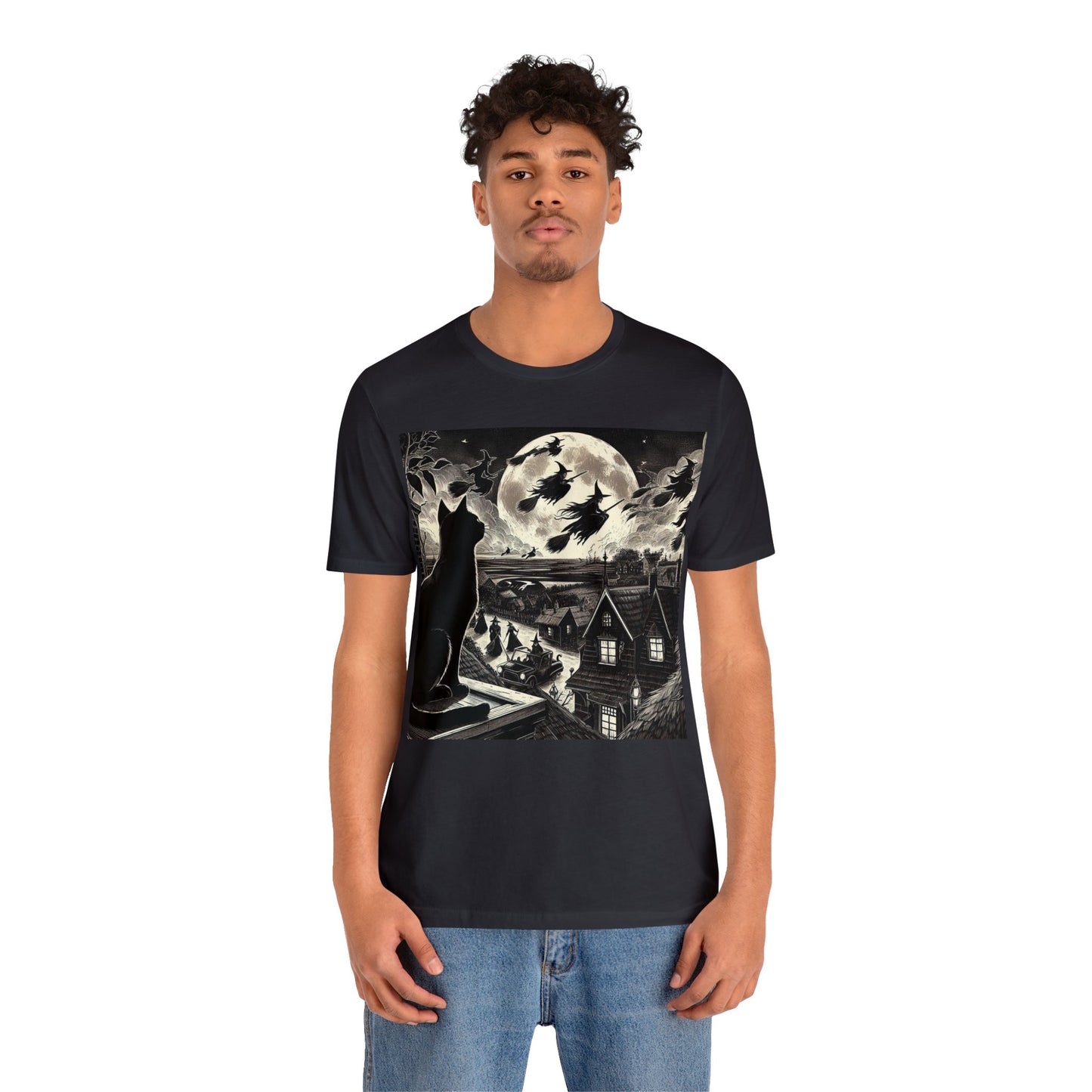 Witching Hour Cat Unisex Jersey Short Sleeve Tee, Birds of Valhalla, T-Shirt, Printify