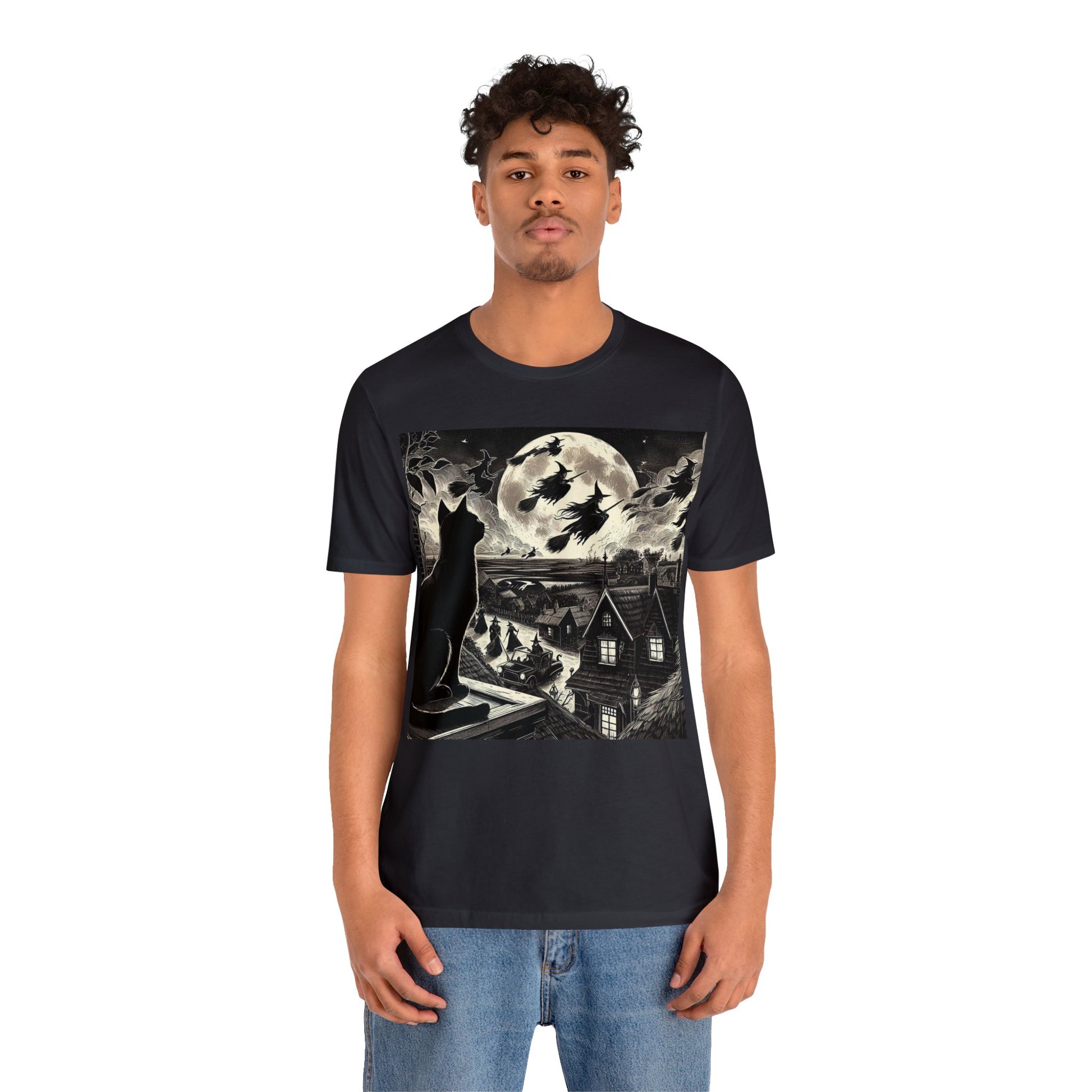 Witching Hour Cat Unisex Jersey Short Sleeve Tee, Birds of Valhalla, T-Shirt, Printify