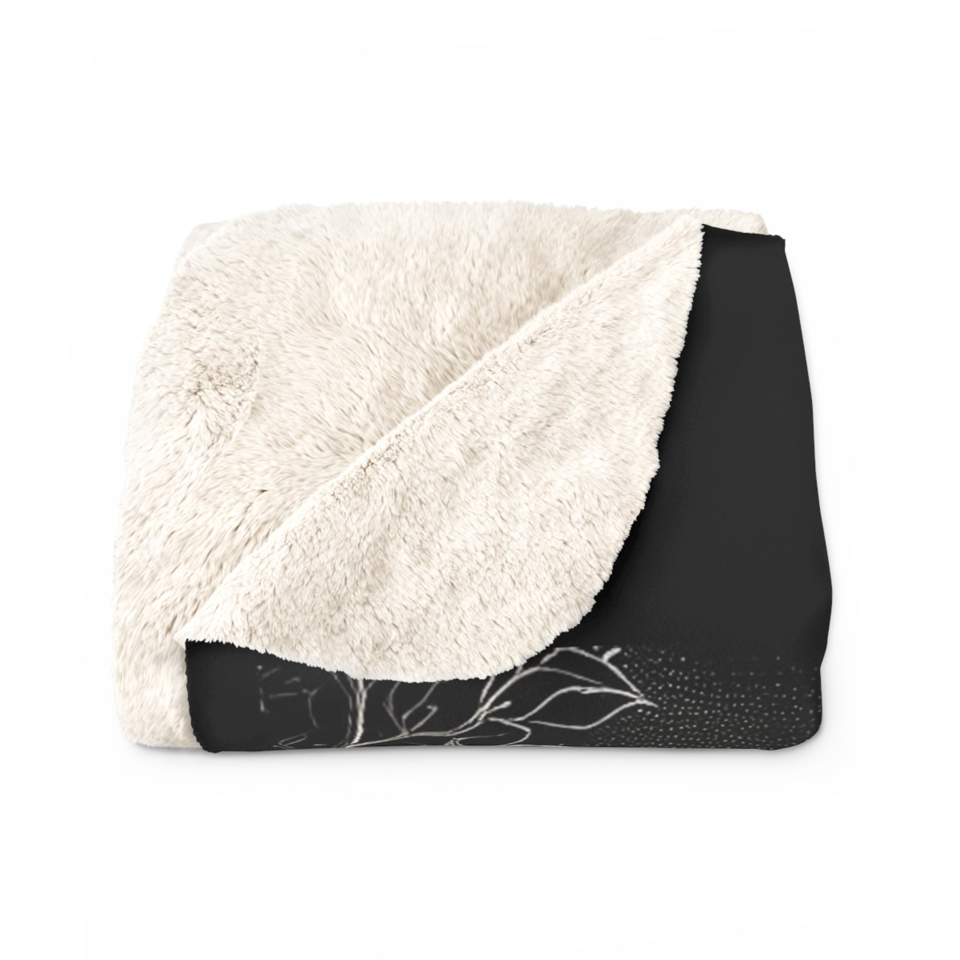 Witching Hour Cat Sherpa Fleece Blanket, Birds of Valhalla, Home Decor, Printify