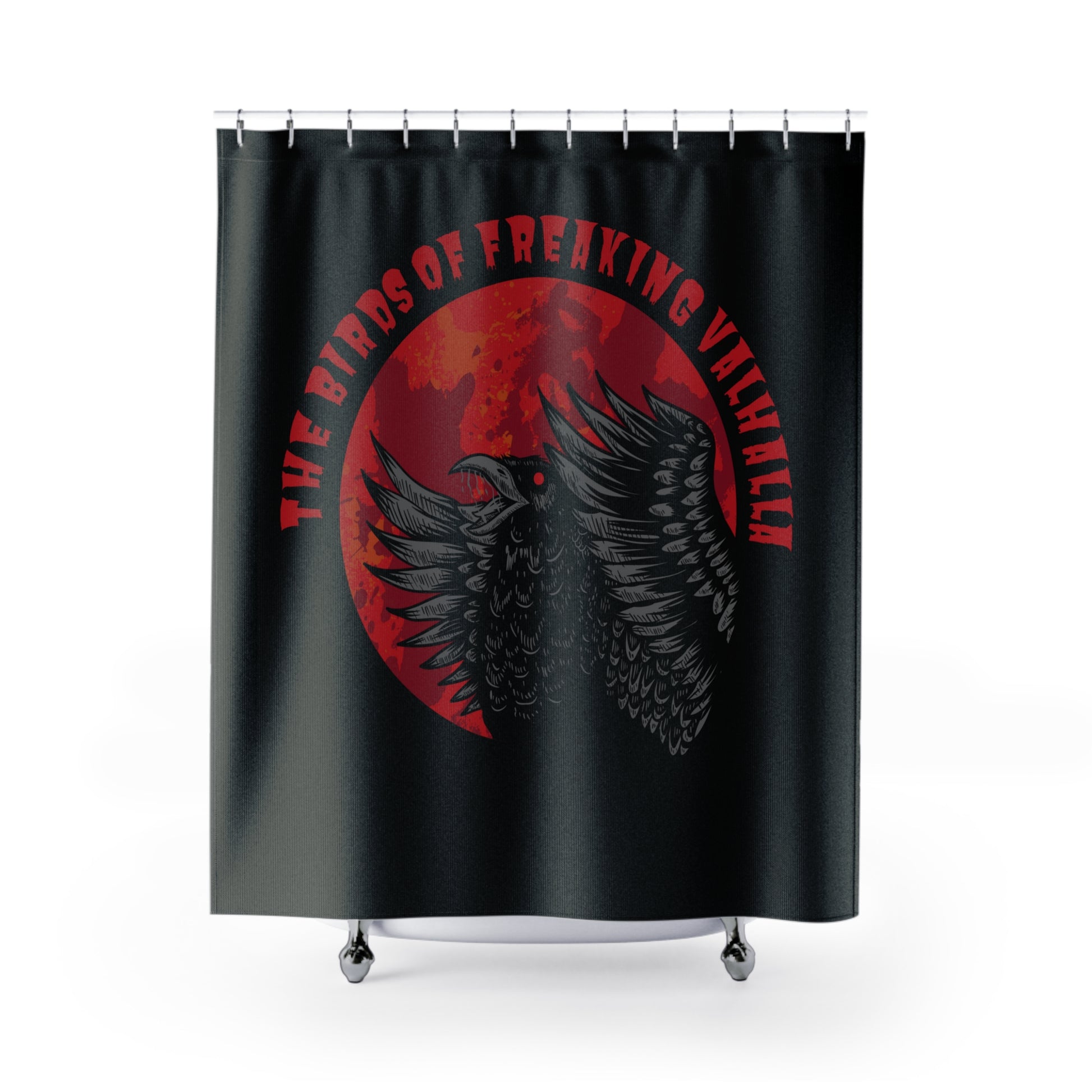 Birds of Valhalla Logo Shower Curtains, Birds of Valhalla, Home Decor, Printify