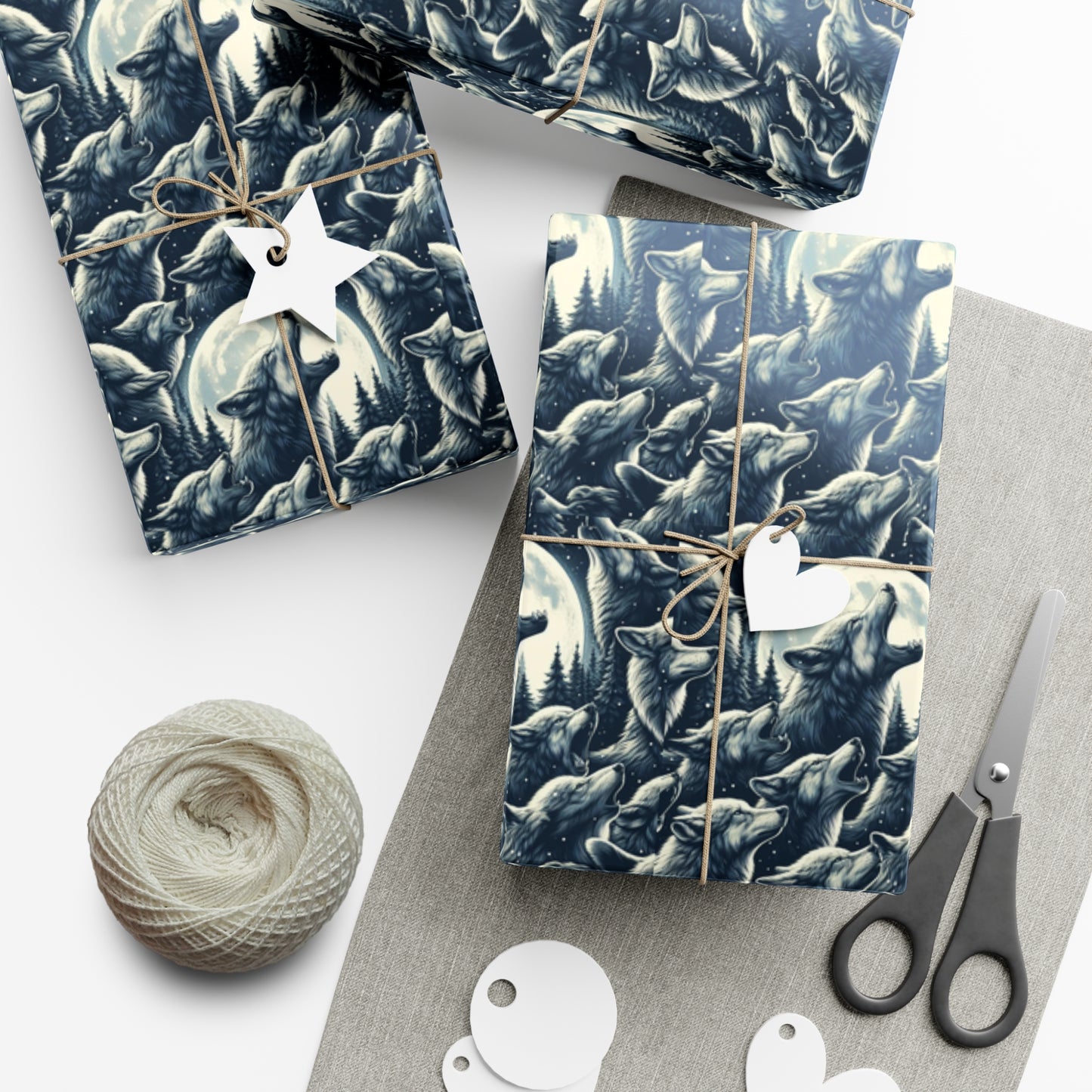 Howling Wolf Gift Wrap Papers, Birds of Valhalla, Home Decor, Printify