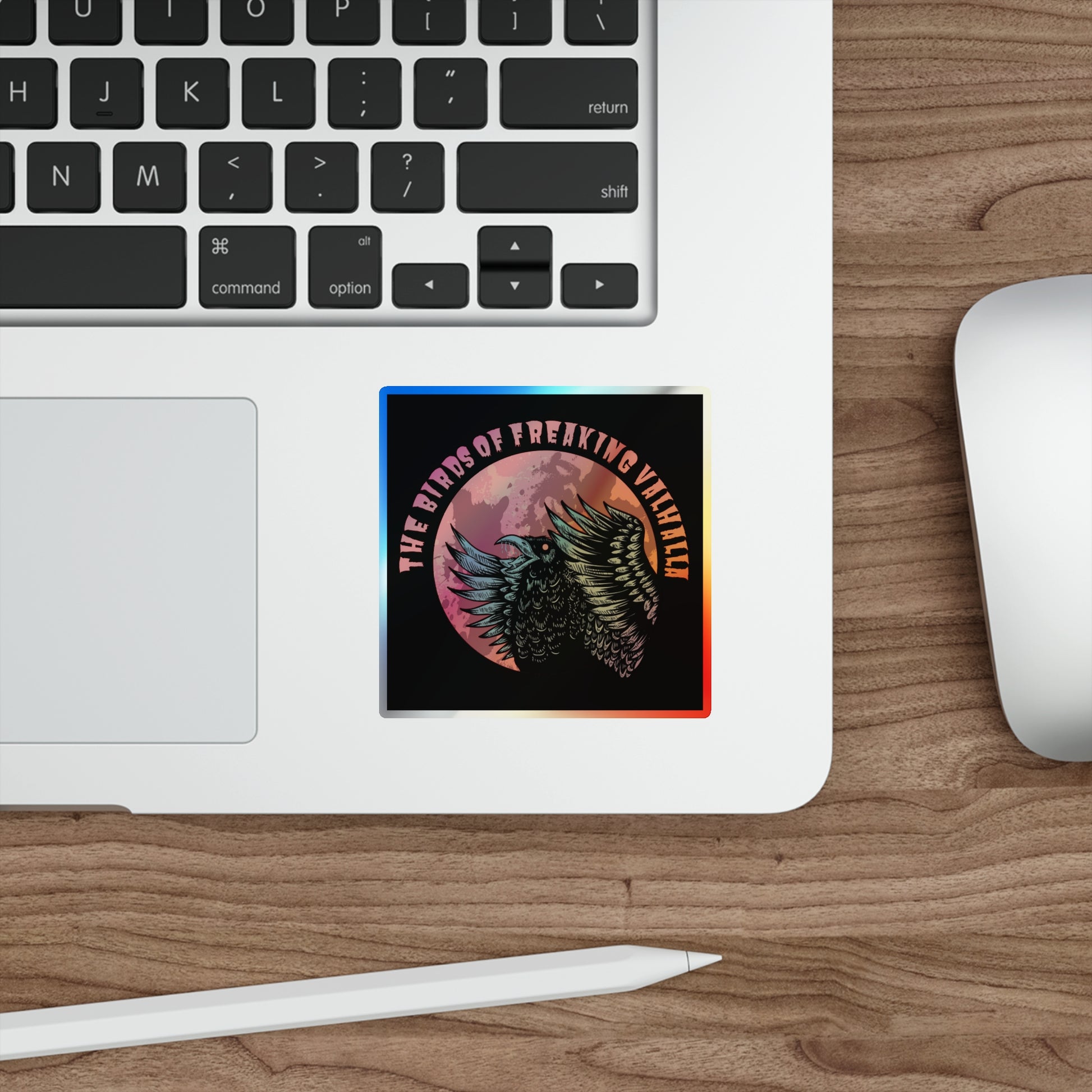 The Birds of Freaking Valhalla Holographic Die-cut Stickers, Birds of Valhalla, Paper products, Printify