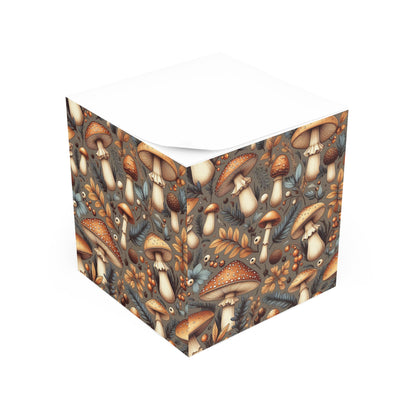 Magic Forest Mushroom Note Cube, Birds of Valhalla, Paper products, Printify