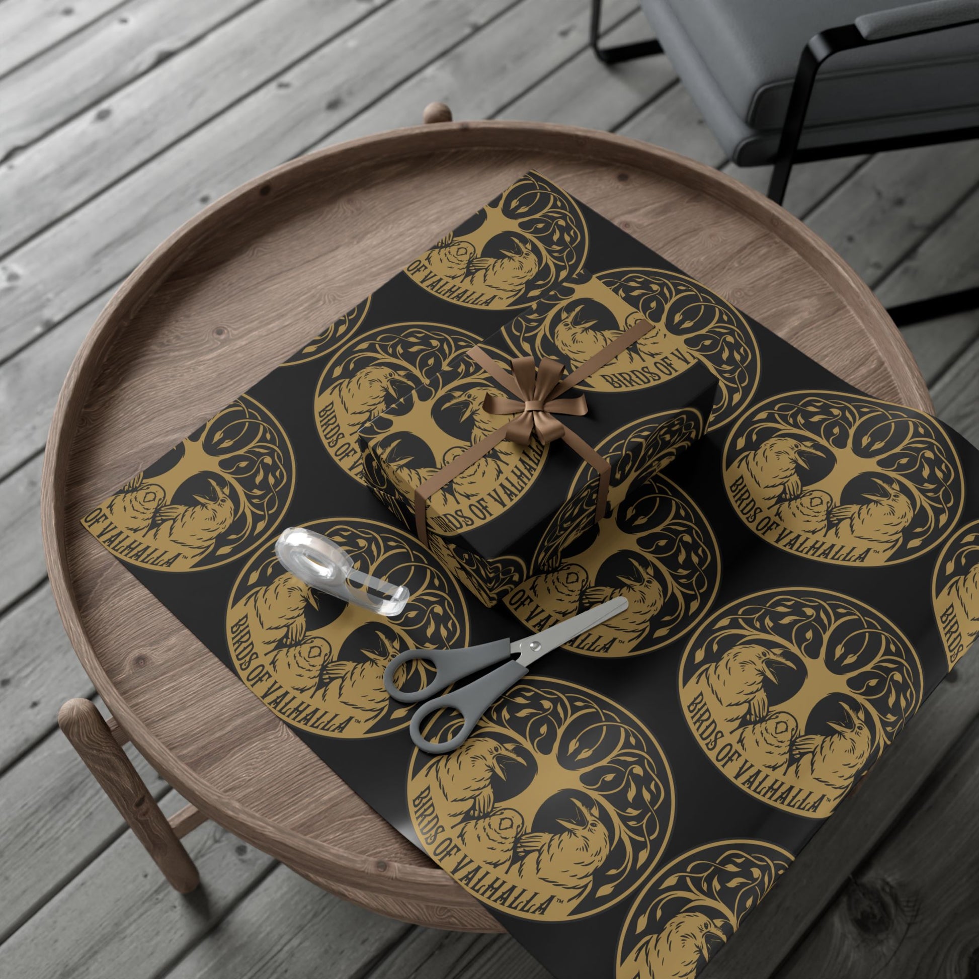 Birds of Valhalla Gift Wrapping Paper, Artist Drawn, Birds of Valhalla, Home Decor, Printify
