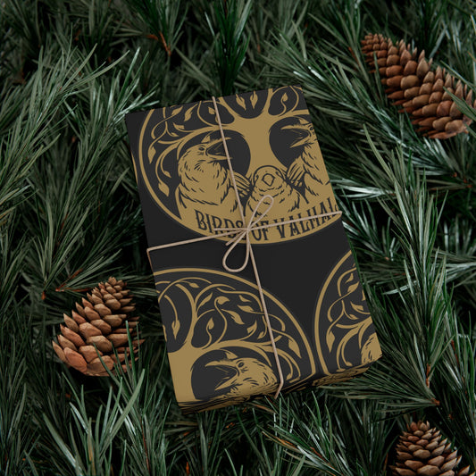 Birds of Valhalla Gift Wrapping Paper, Artist Drawn, Birds of Valhalla, Home Decor, Printify