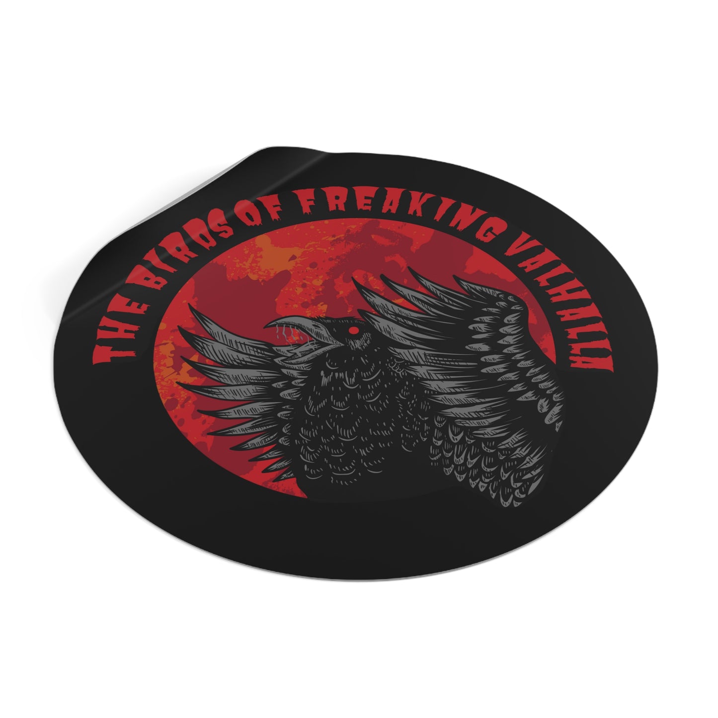 Birds of Freaking Valhalla Round Vinyl Stickers, Birds of Valhalla, Paper products, Printify