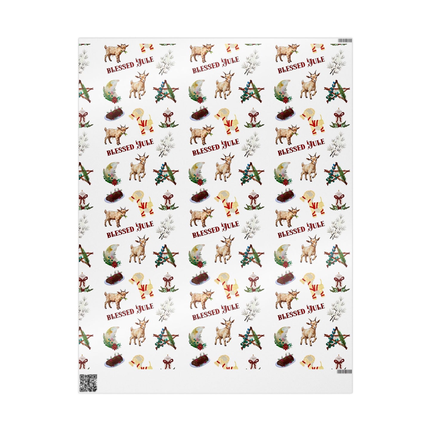 Yule Goat Alternative Pagan Wrapping Paper, Birds of Valhalla, Home Decor, Printify