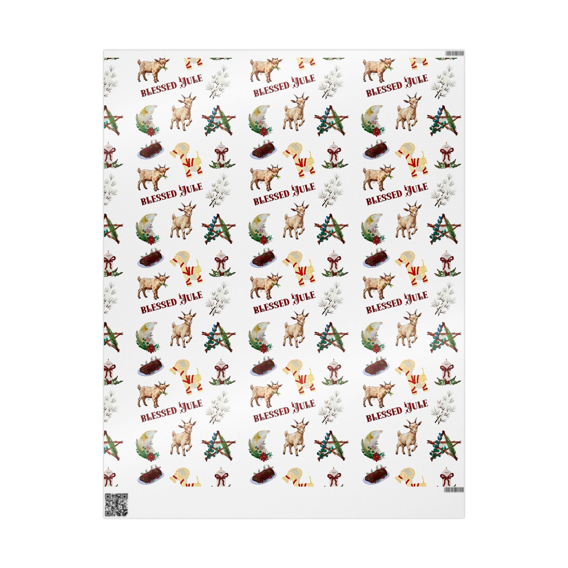 Yule Goat Alternative Pagan Wrapping Paper, Birds of Valhalla, Home Decor, Printify