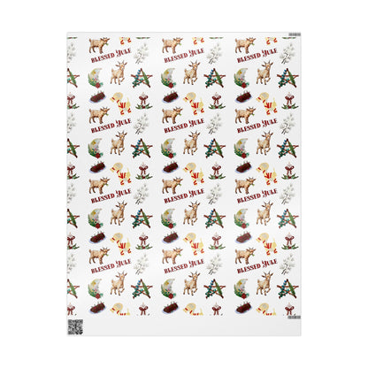 Yule Goat Alternative Pagan Wrapping Paper, Birds of Valhalla, Home Decor, Printify