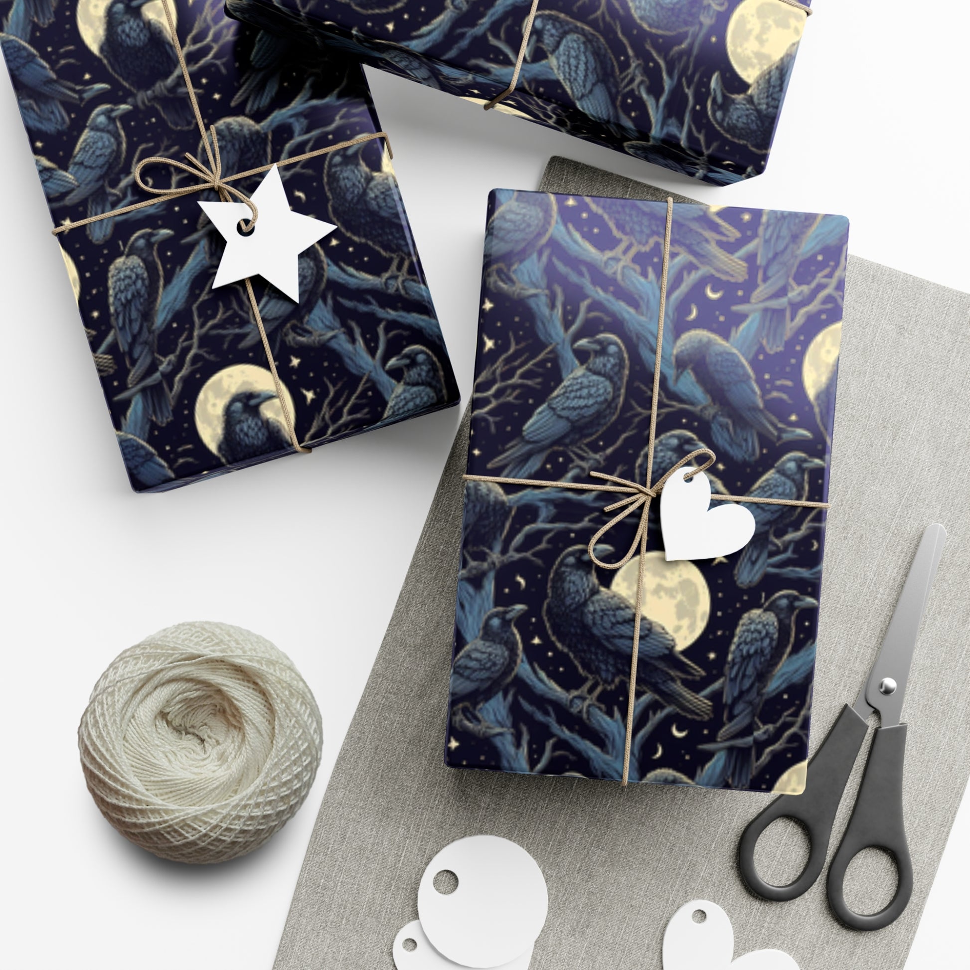 Raven Moon Gift Wrap Papers, Birds of Valhalla, Home Decor, Printify