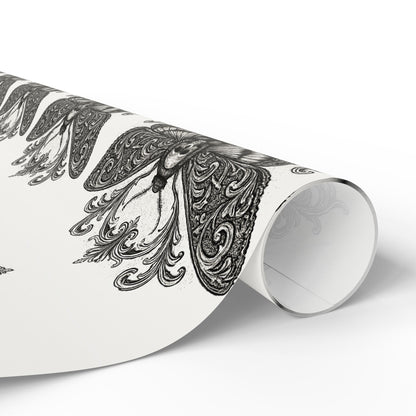 Gothic Death Moth Alt Wrapping Paper, Birds of Valhalla, Home Decor, Printify