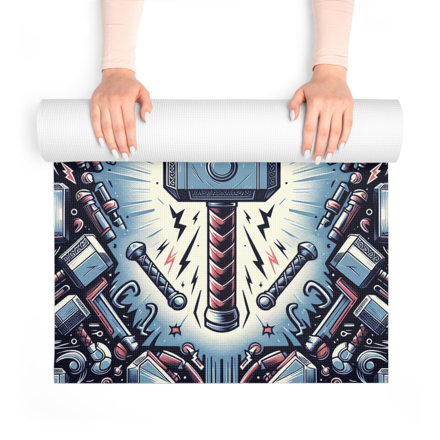 Thor's Hammer Mjolnir Men's Foam Yoga Mat, Birds of Valhalla, Home Decor, Printify