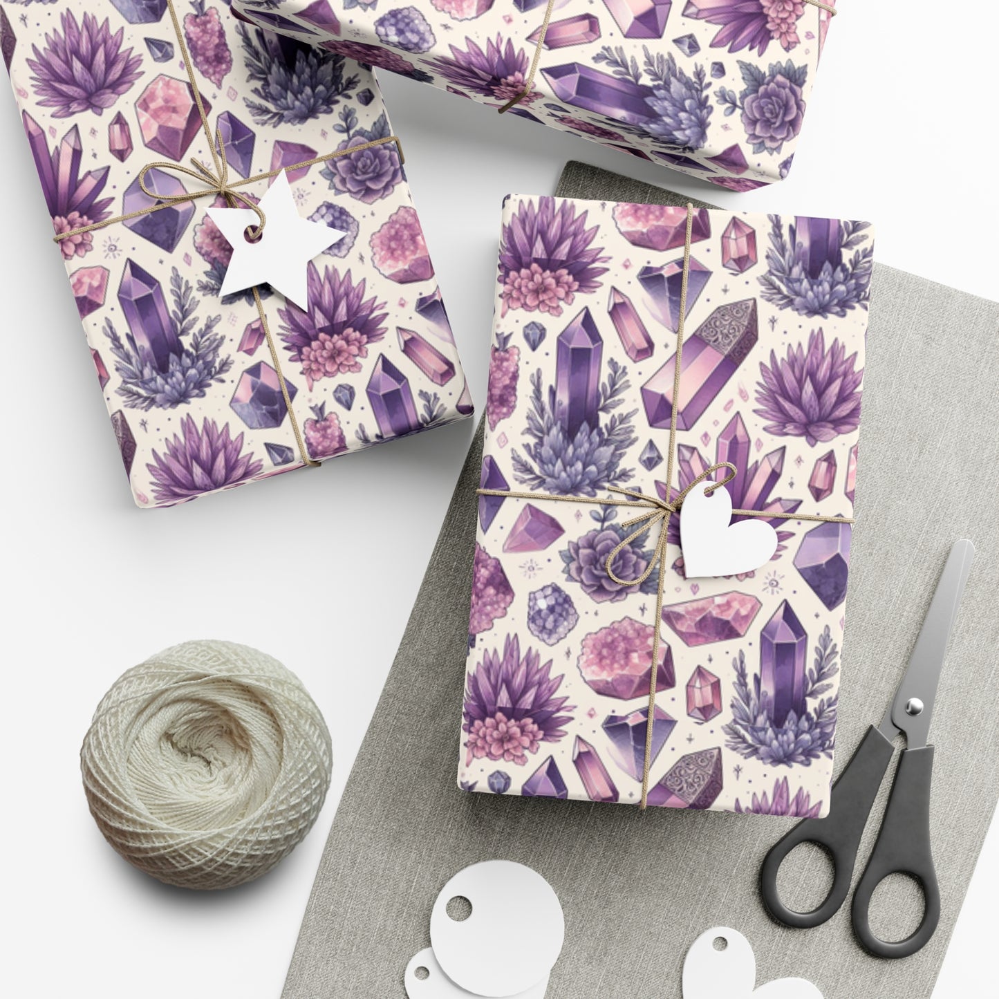 Amethyst Crystal Gift Wrap Papers, Birds of Valhalla, Home Decor, Printify