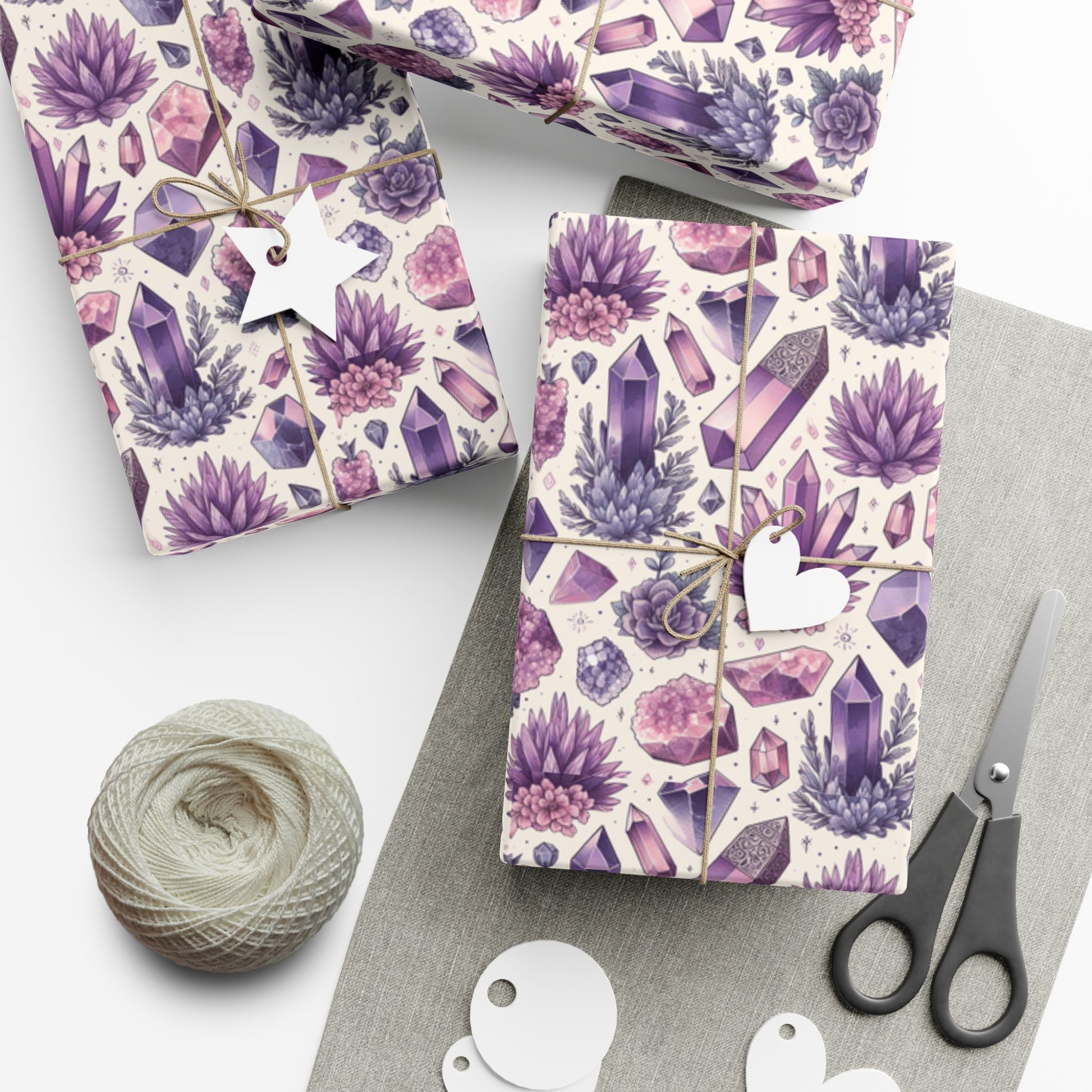 Amethyst Crystal Gift Wrap Papers, Birds of Valhalla, Home Decor, Printify