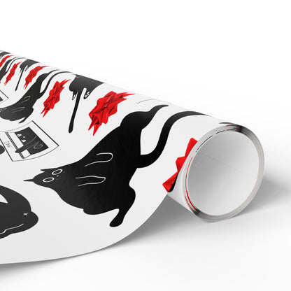 Black Void Kitty Wrapping Paper, Birds of Valhalla, Home Decor, Printify