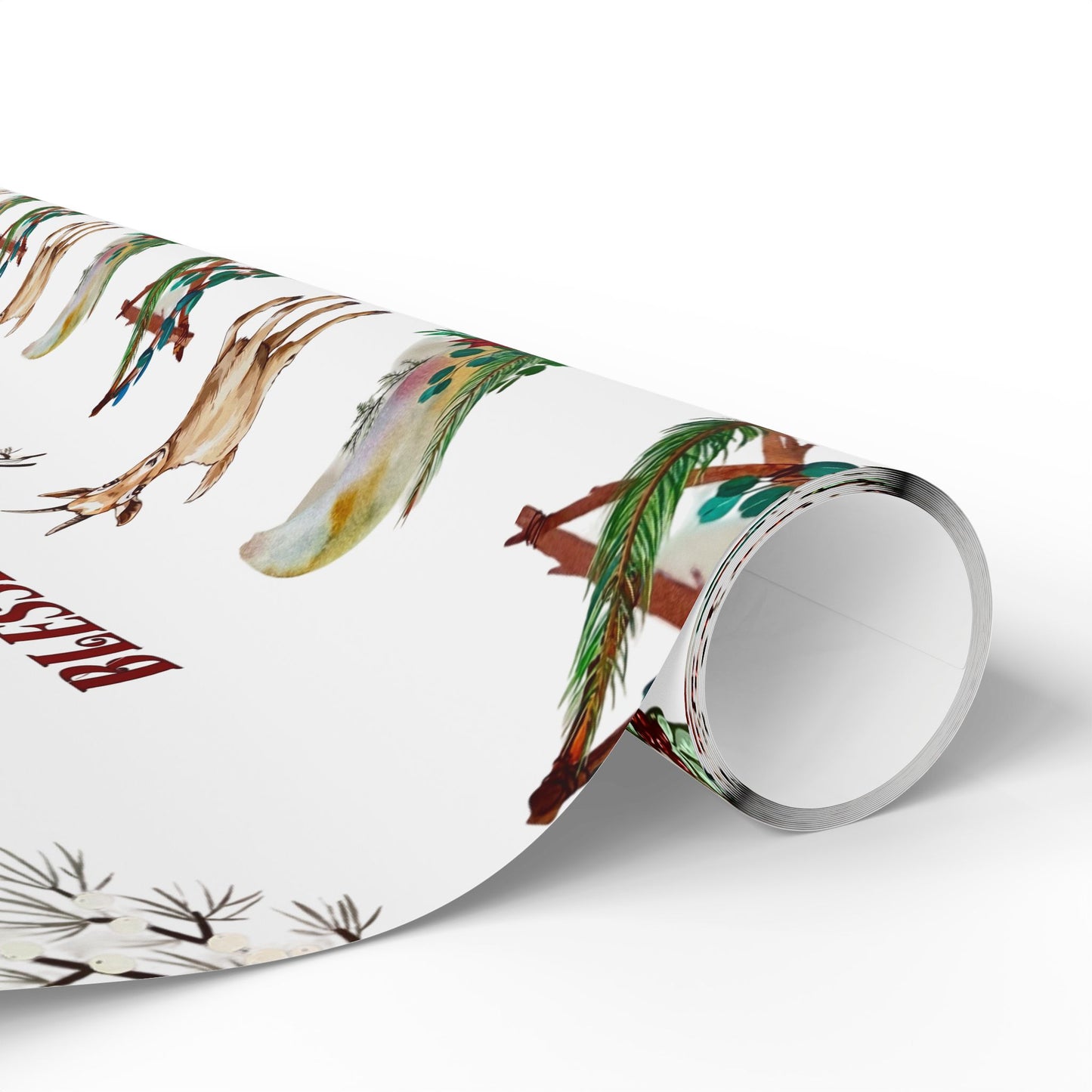 Yule Goat Alternative Pagan Wrapping Paper, Birds of Valhalla, Home Decor, Printify