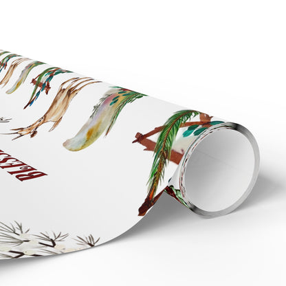 Yule Goat Alternative Pagan Wrapping Paper, Birds of Valhalla, Home Decor, Printify