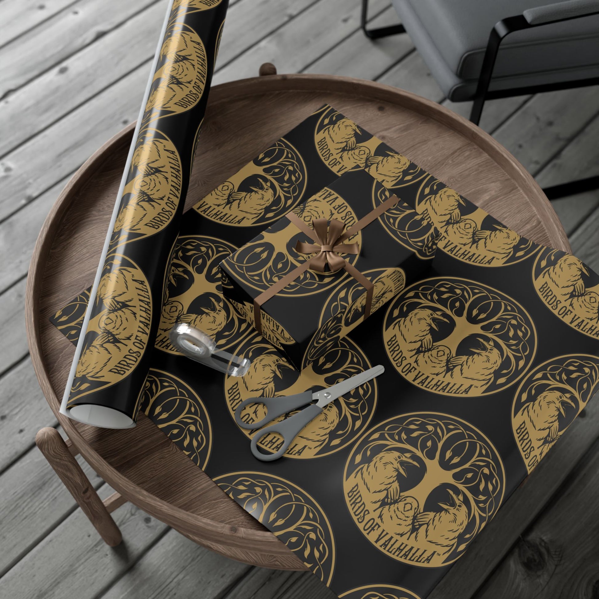 Birds of Valhalla Gift Wrapping Paper, Artist Drawn, Birds of Valhalla, Home Decor, Printify