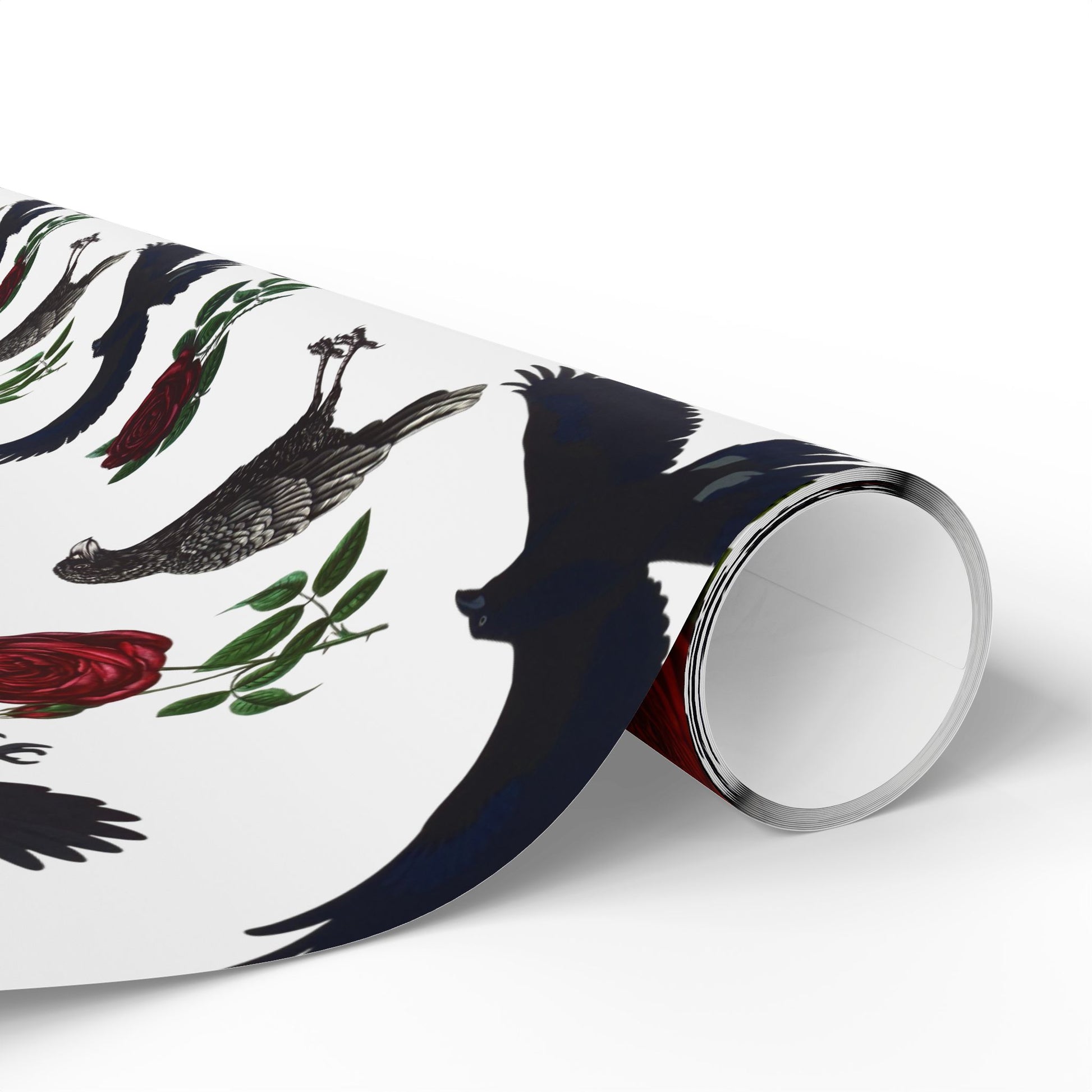 Victorian Raven & Roses Wrapping Paper, Birds of Valhalla, Home Decor, Printify