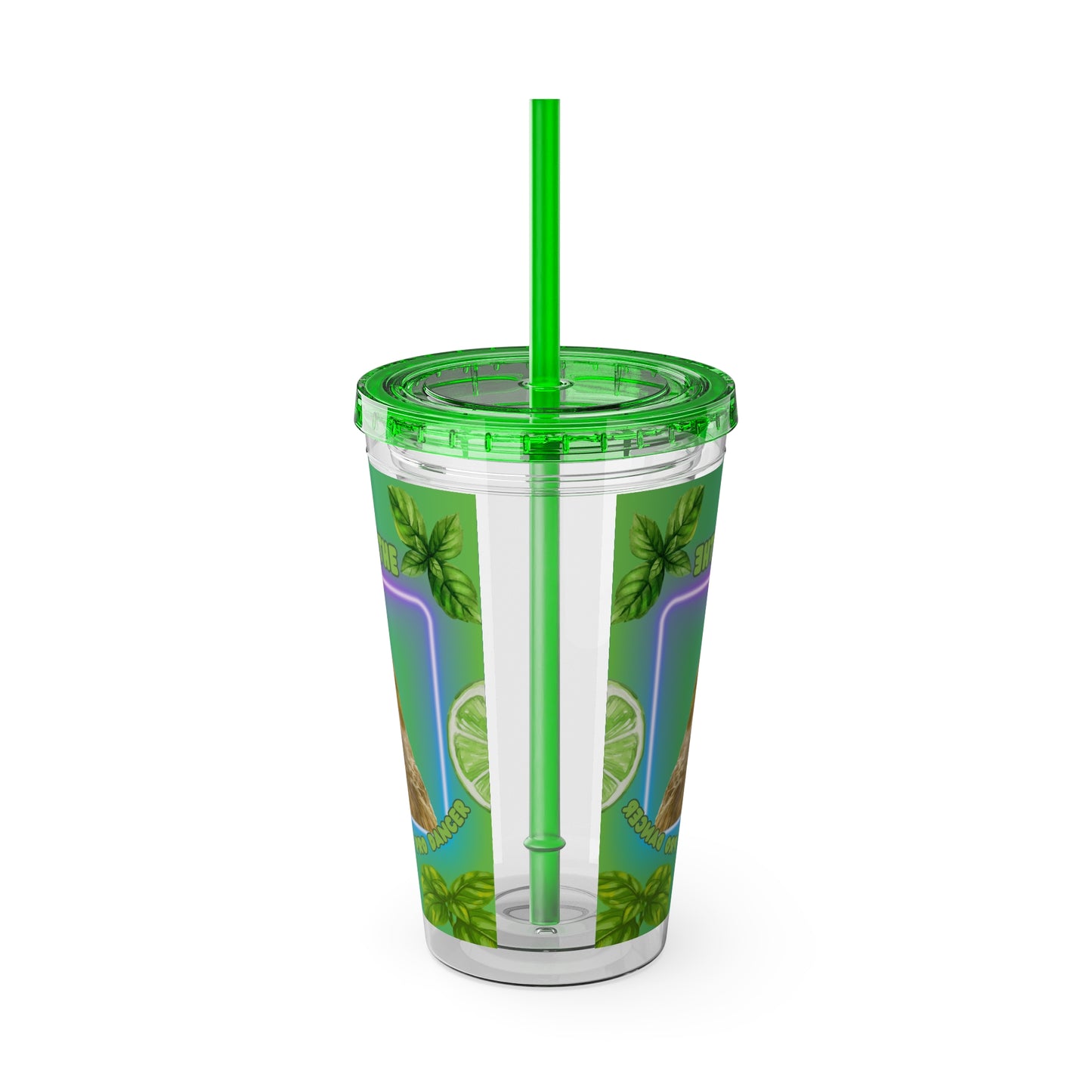 Baconbros Basil the Lime Backer Sunsplash Tumbler with Straw, 16oz, Birds of Valhalla, Mug, Printify