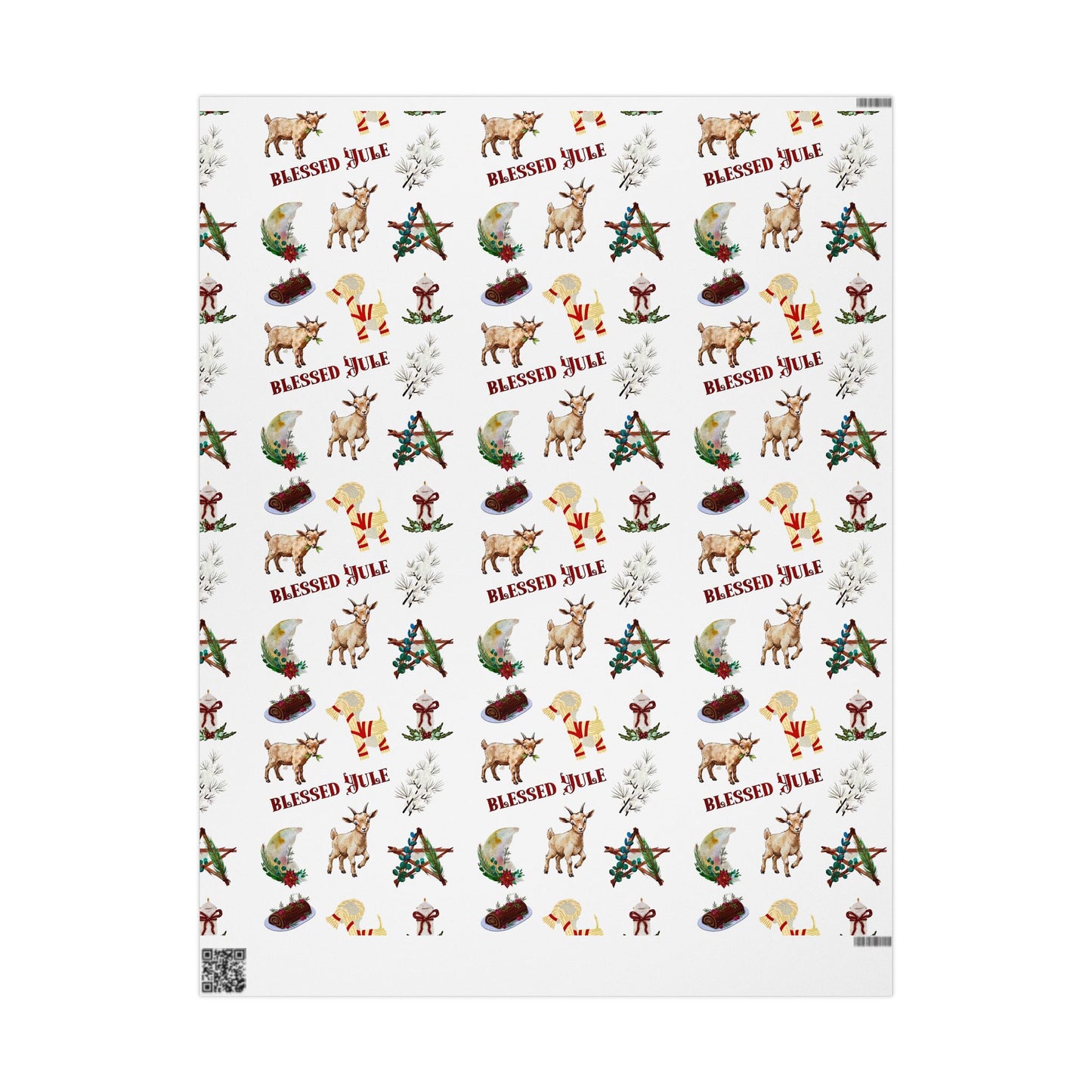 Yule Goat Alternative Pagan Wrapping Paper, Birds of Valhalla, Home Decor, Printify
