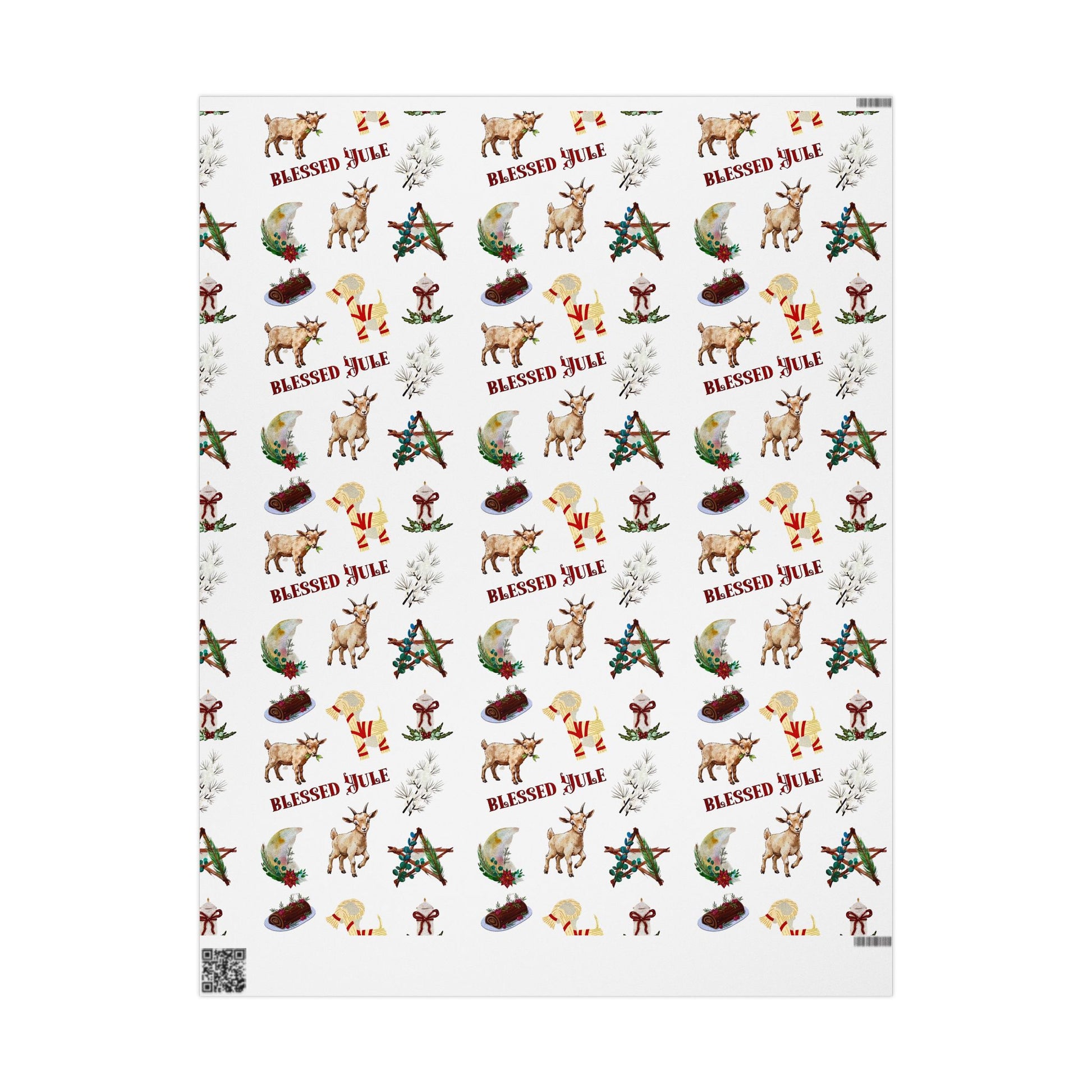 Yule Goat Alternative Pagan Wrapping Paper, Birds of Valhalla, Home Decor, Printify