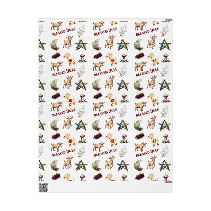 Yule Goat Alternative Pagan Wrapping Paper, Birds of Valhalla, Home Decor, Printify