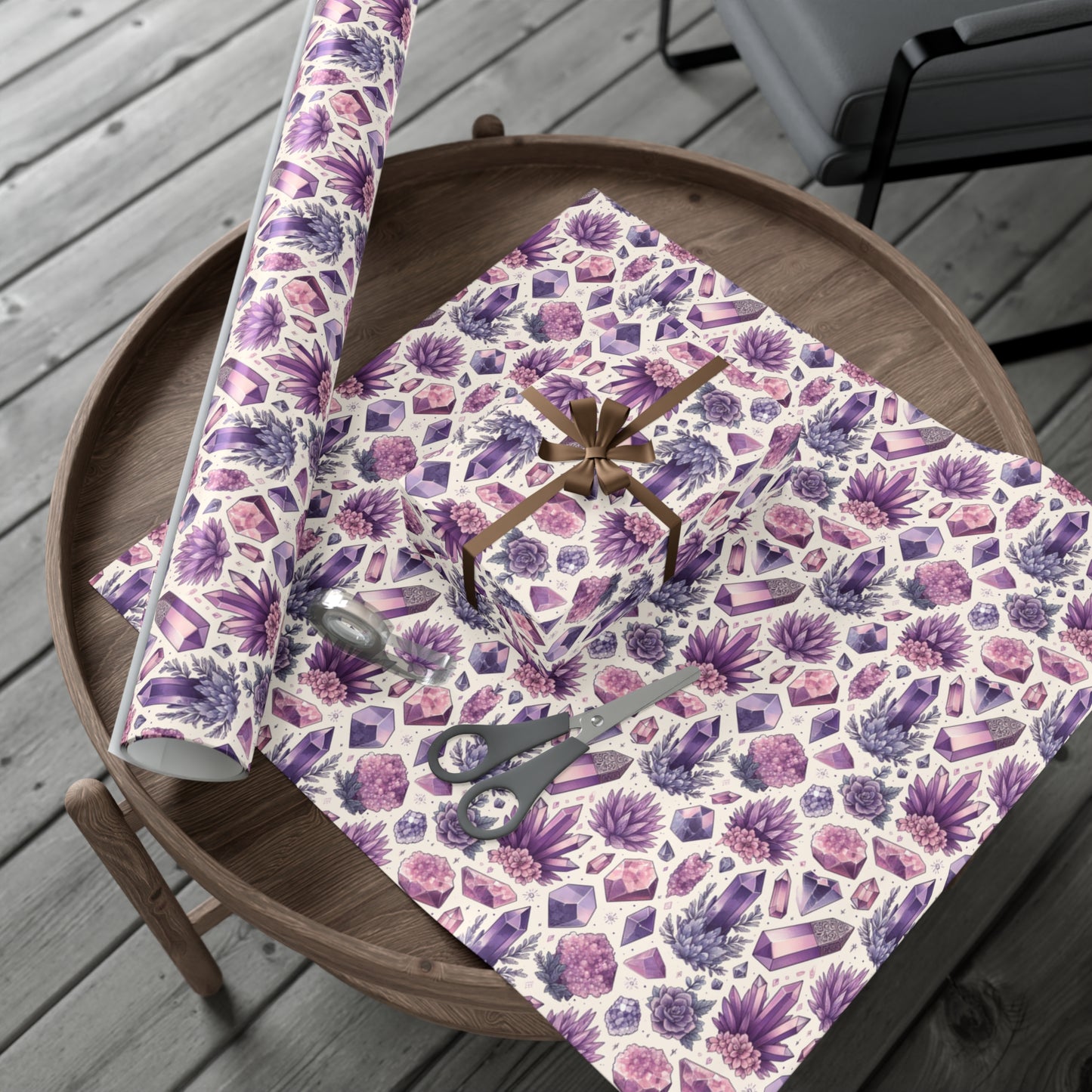 Amethyst Crystal Gift Wrap Papers, Birds of Valhalla, Home Decor, Printify