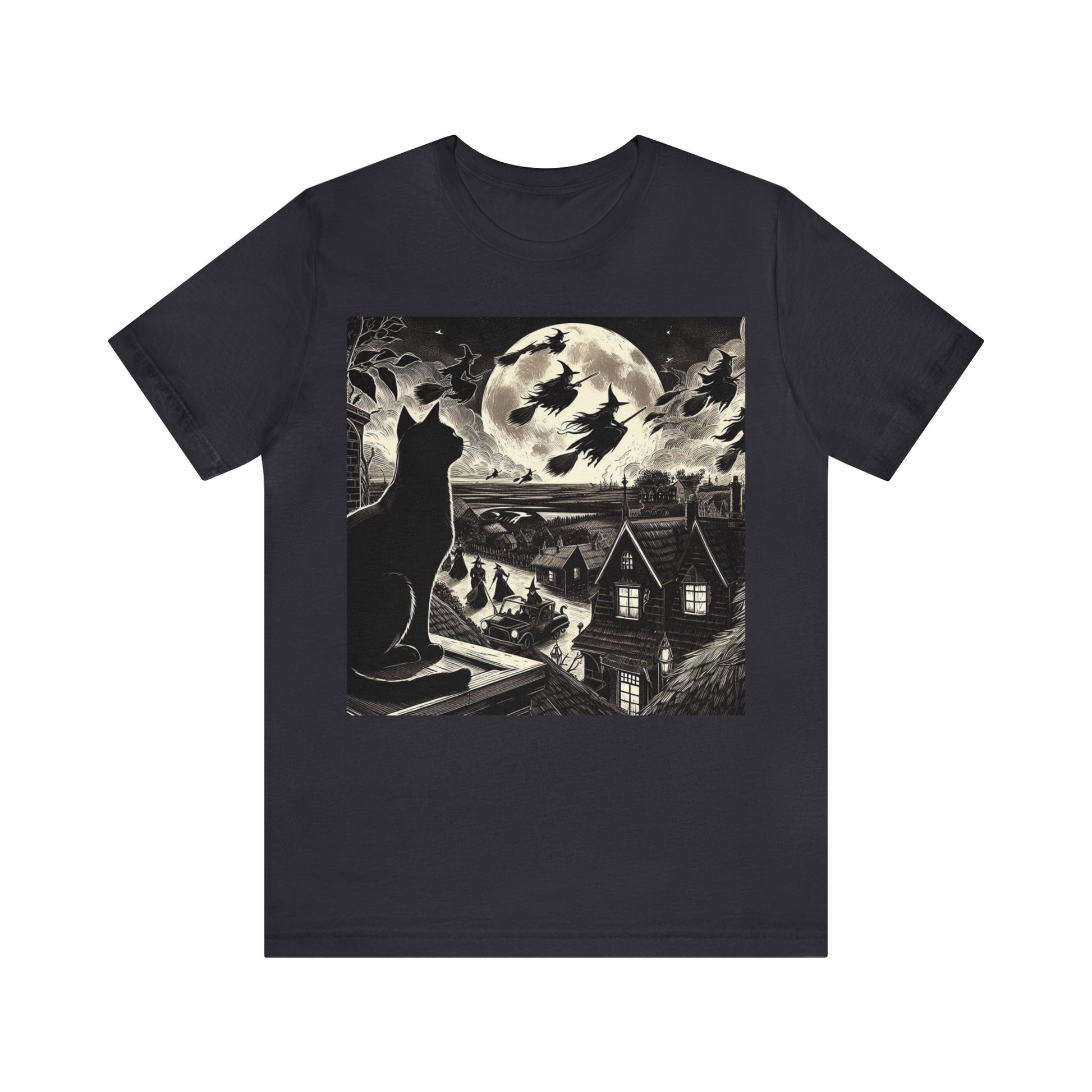 Witching Hour Cat Unisex Jersey Short Sleeve Tee, Birds of Valhalla, T-Shirt, Printify