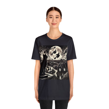 Witching Hour Cat Unisex Jersey Short Sleeve Tee, Birds of Valhalla, T-Shirt, Printify