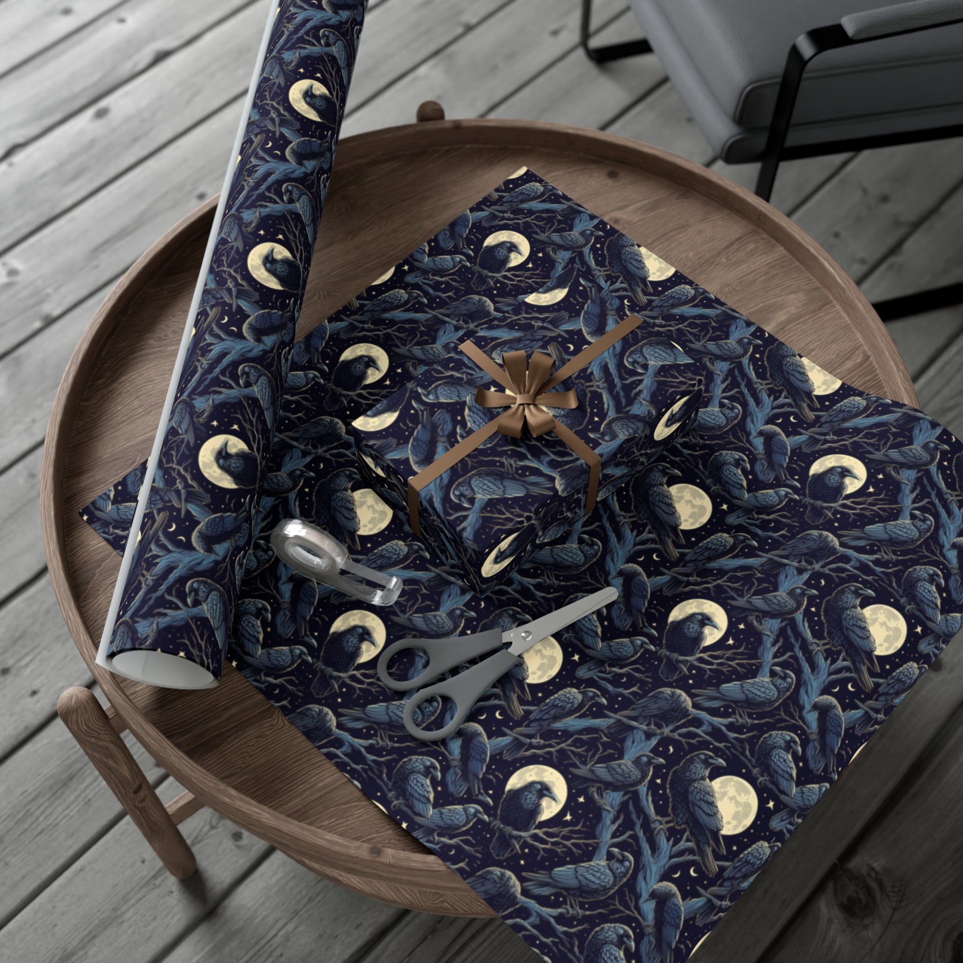 Raven Moon Gift Wrap Papers, Birds of Valhalla, Home Decor, Printify