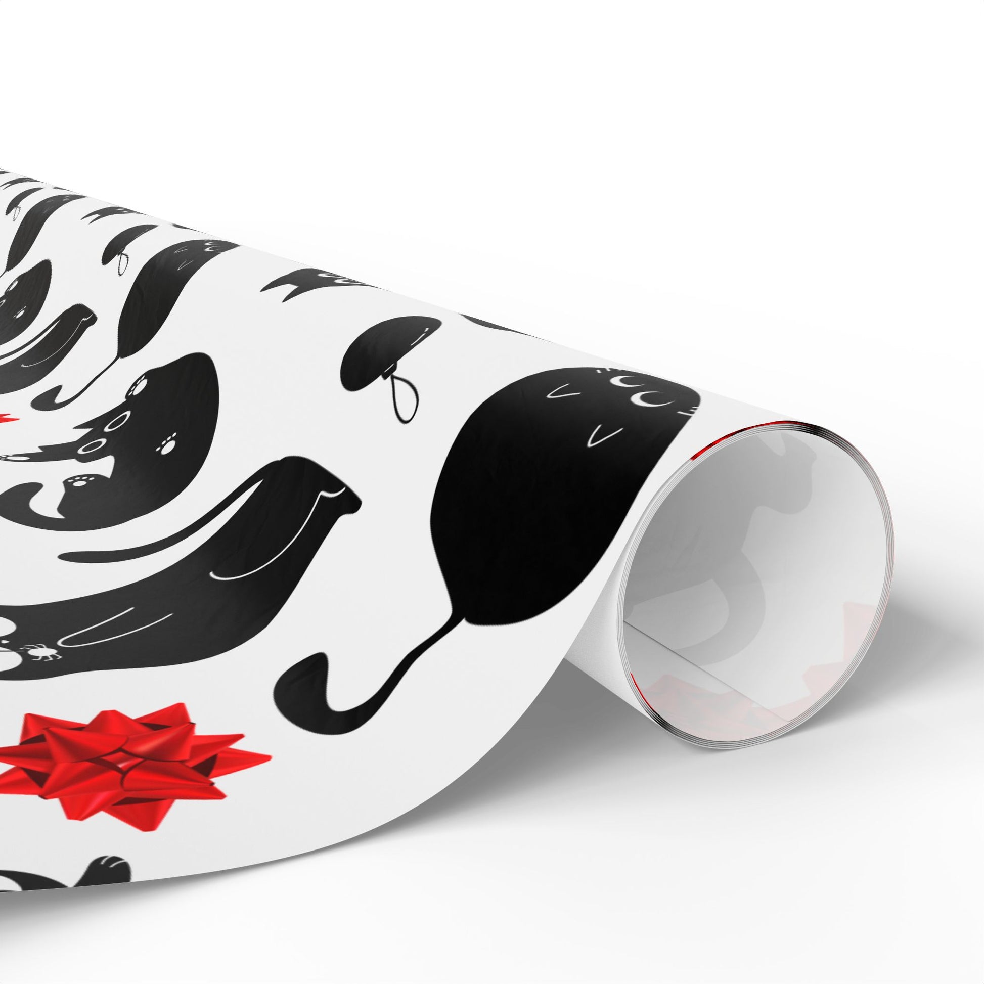 Black Void Kitty Wrapping Paper, Birds of Valhalla, Home Decor, Printify