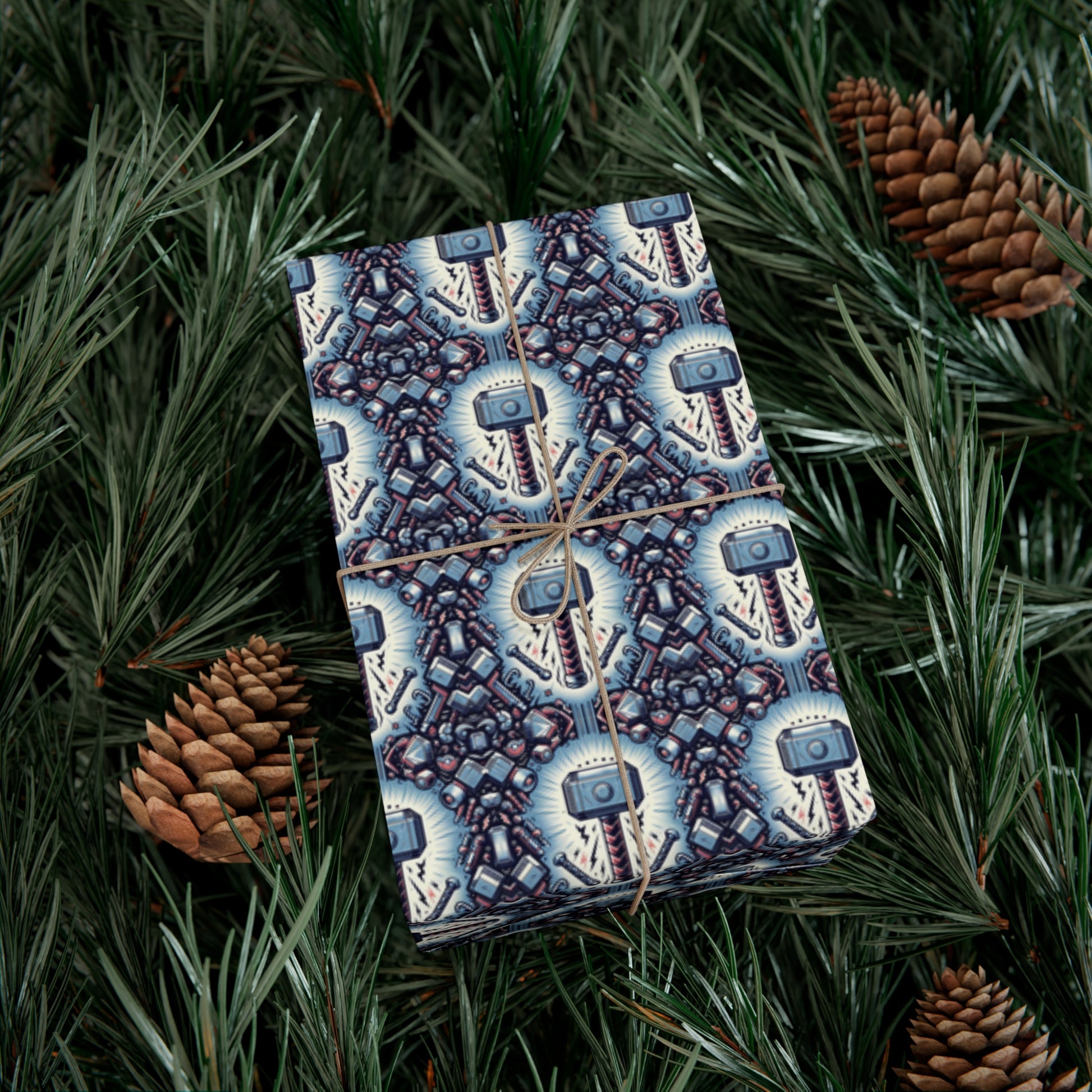 Mjolnir Thors Hammer Gift Wrap Papers, Birds of Valhalla, Home Decor, Printify