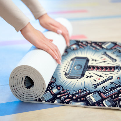 Thor's Hammer Mjolnir Men's Foam Yoga Mat, Birds of Valhalla, Home Decor, Printify